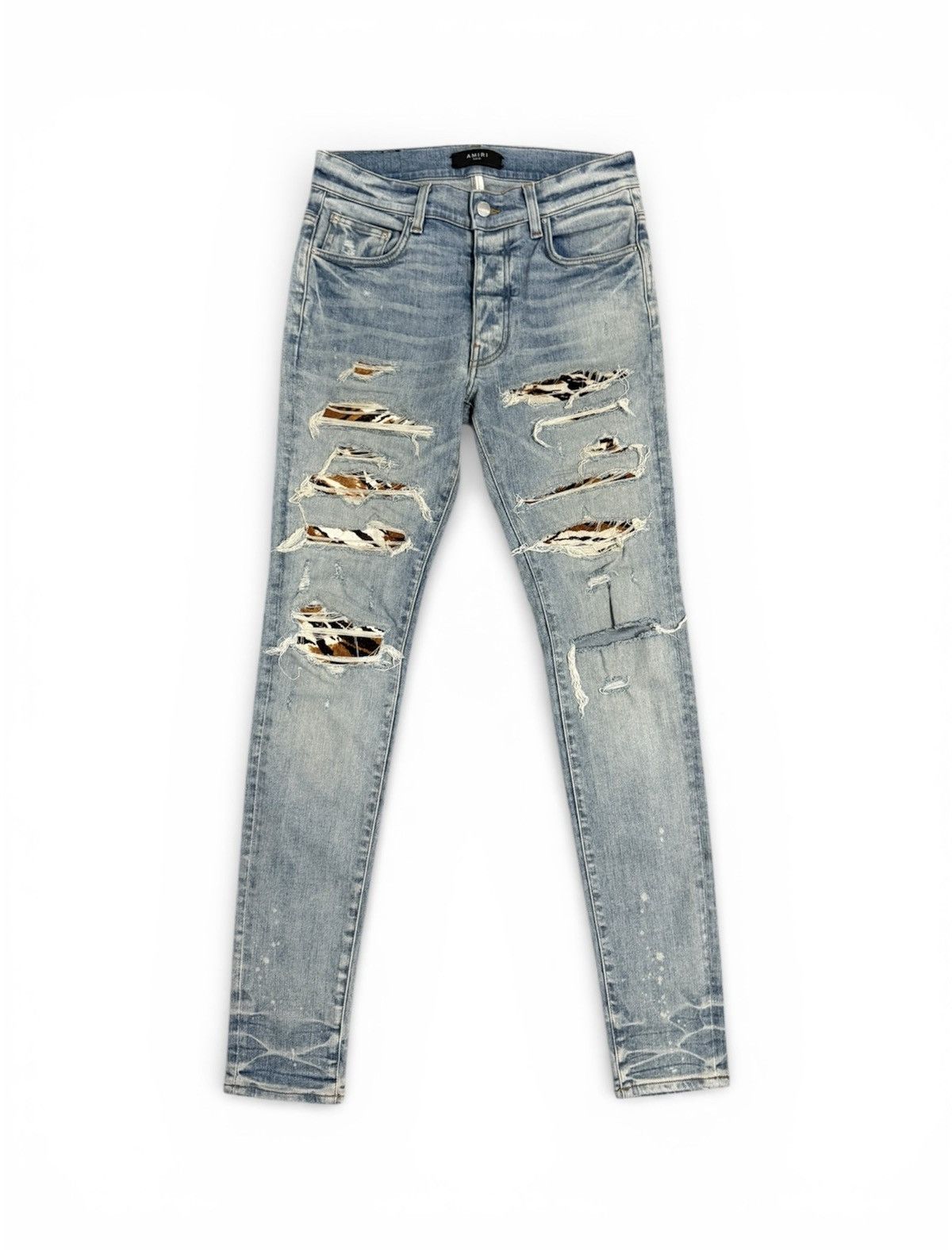 Amiri AMIRI MX1 Tiger Patch Distressed Denim - Light Wash Size US 30 / EU 46 - 1 Thumbnail