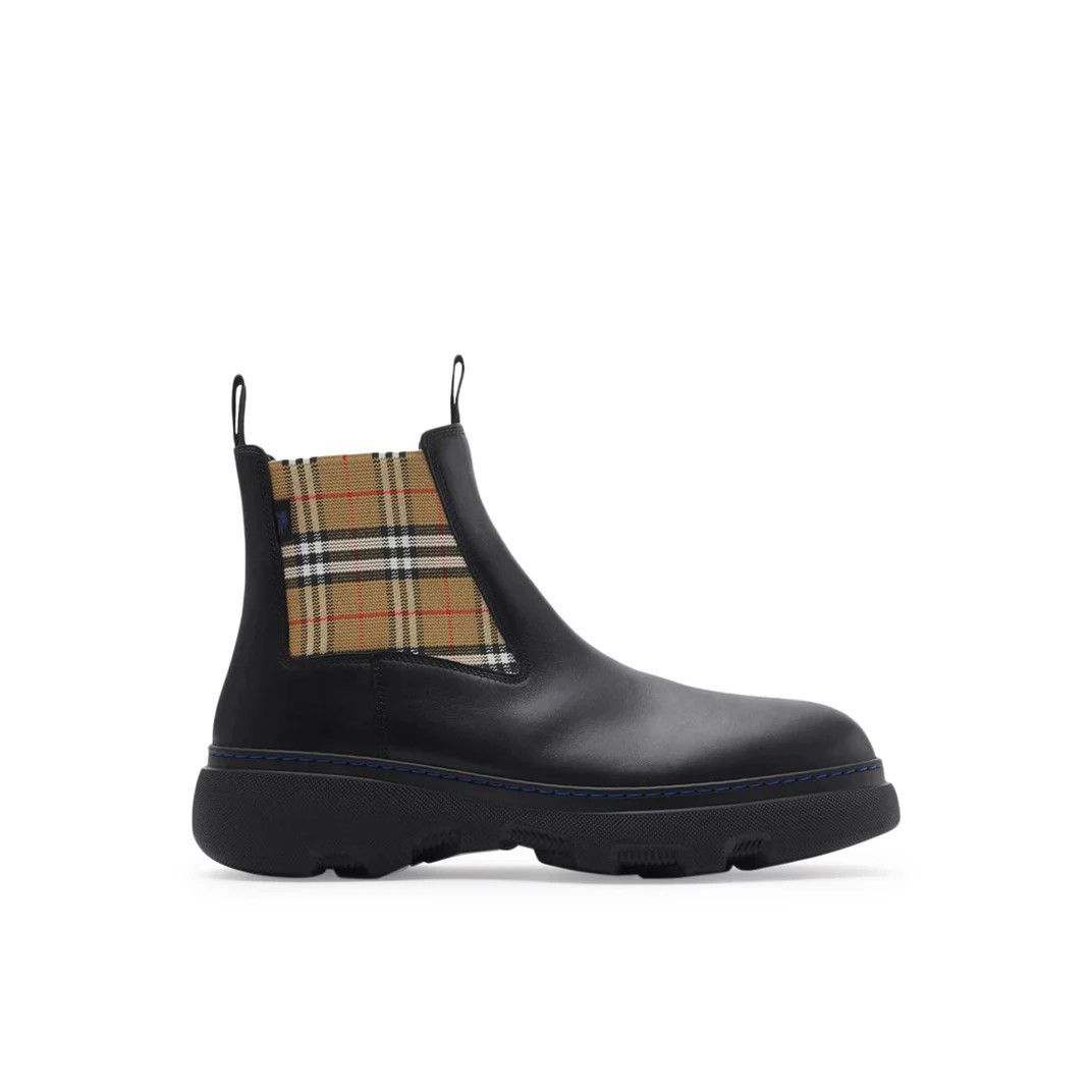 BURBERRY $1195 Black/Sand Leather Creeper Boots New & Authen