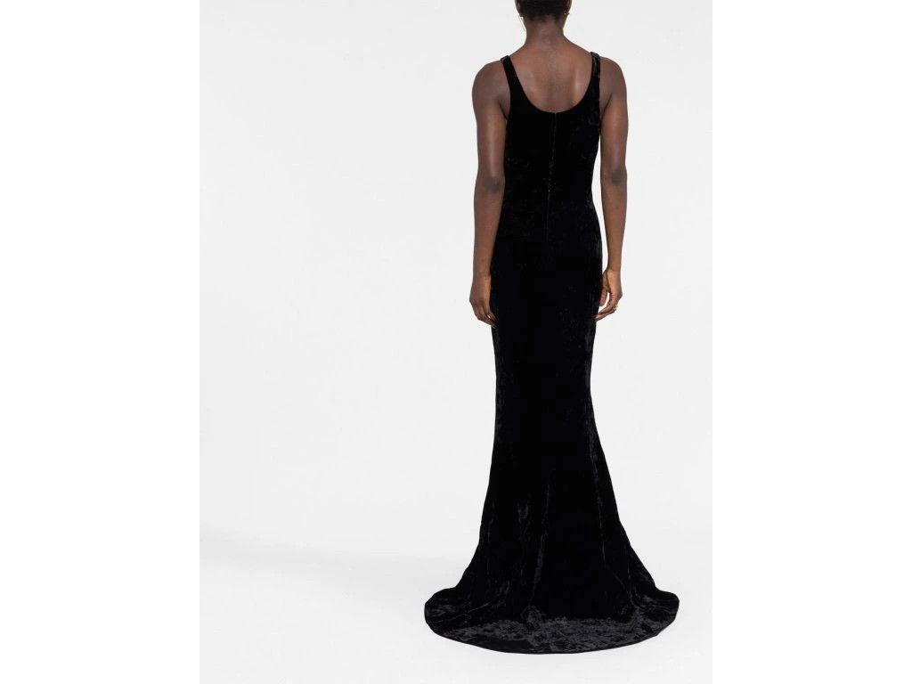 Saint Laurent Paris o1s1wg111024 Velvet Mermaid Maxi Dress in Black Size XS / US 0-2 / IT 36-38 - 4 Thumbnail