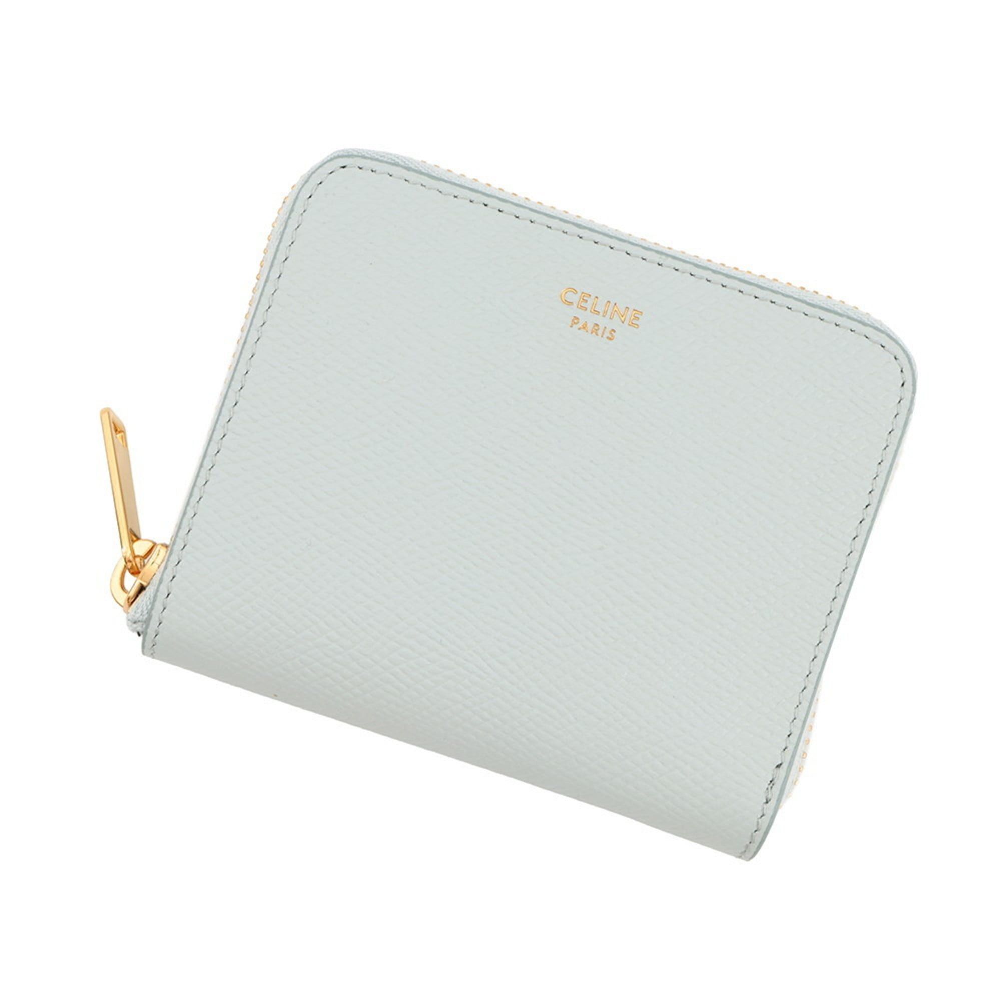 Celine Bi-Fold Wallet Small Zip Leather 10L203Bel Celine Wallet in Blue, Women's