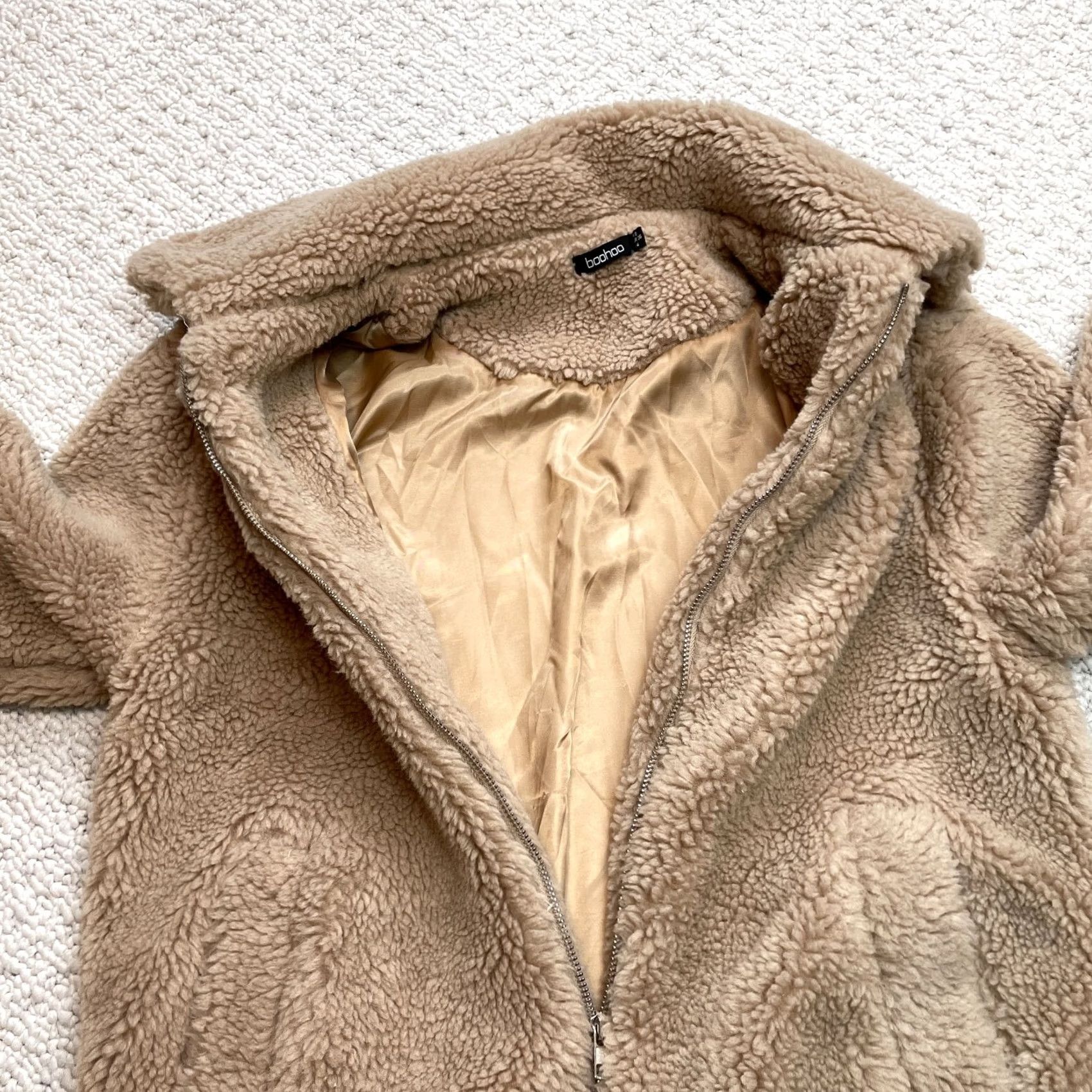 Boohoo VINTAGE Boohoo Jacket Womens 4 Brown Sherpa Jacket Full Zip Pockets Lined Polyester Soft Coat Size S / US 4 / IT 40 - 7 Thumbnail