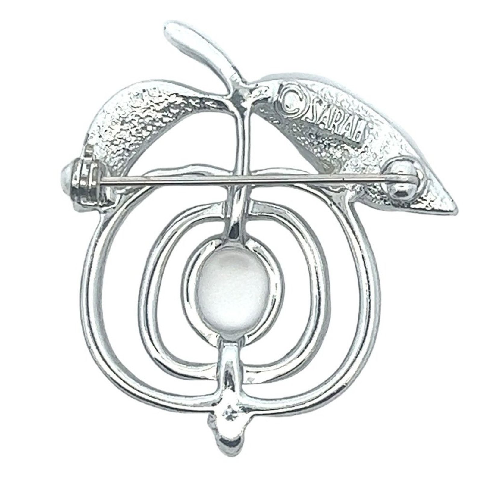 & Other Stories Vintage Signed Sarah Coventry Silver Tone Apple Brooch Pin Size ONE SIZE - 2 Thumbnail