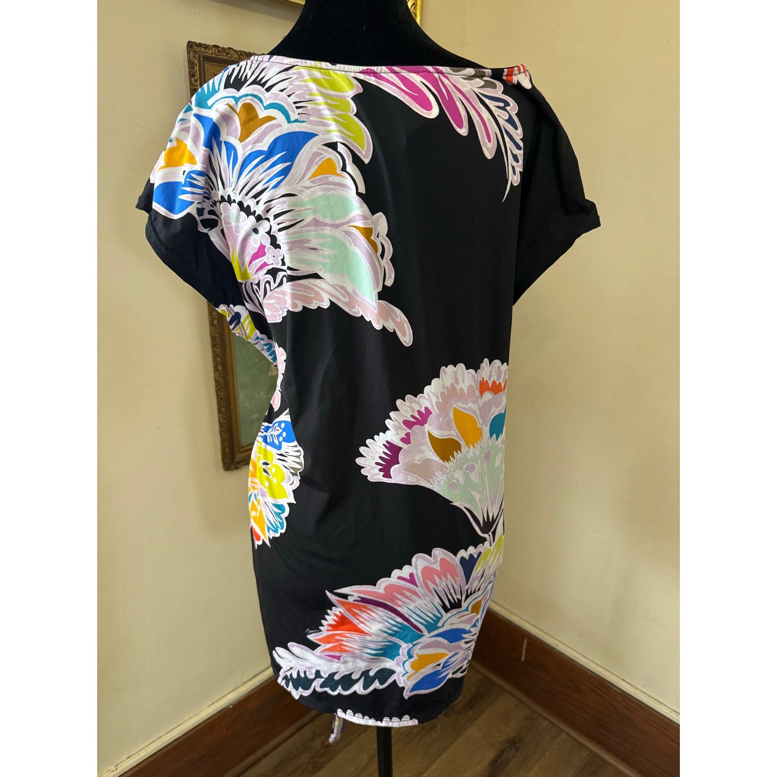 Trina Turk Trina Turk Black Multicolor Floral Belted Tunic Dress XXS Size XXS / US 00 / IT 34 - 3 Thumbnail