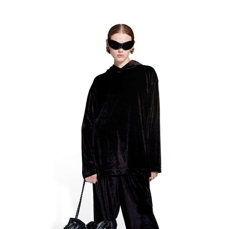 Balenciaga o1mt1gz1224 Hoodie Oversized in Black Size S / US 4 / IT 40 - 2 Thumbnail