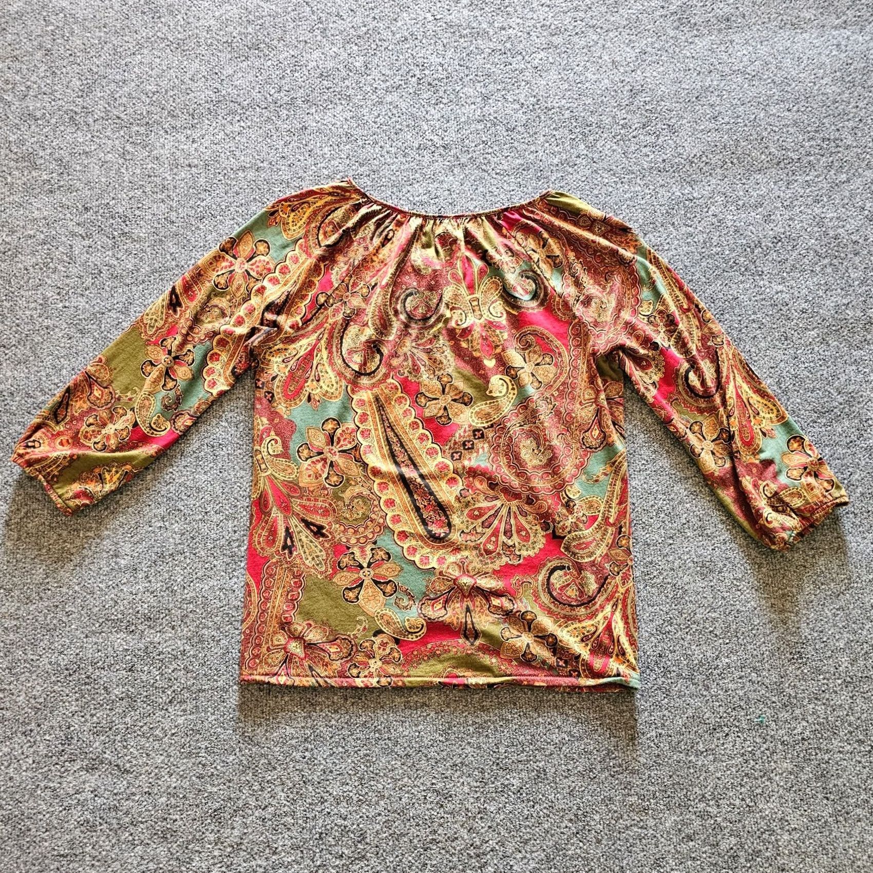Ralph Lauren Lauren Ralph Lauren Top Petite Medium Red Paisley 3/4 Sleeve Blouse Womens Size M / US 6-8 / IT 42-44 - 7 Thumbnail