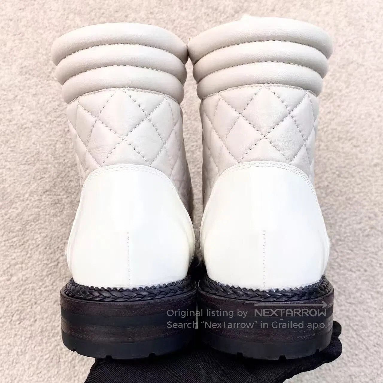 Chanel Chanel White diamond plaid Martin boots| Size US 6.5 / IT 36.5 - 5 Thumbnail
