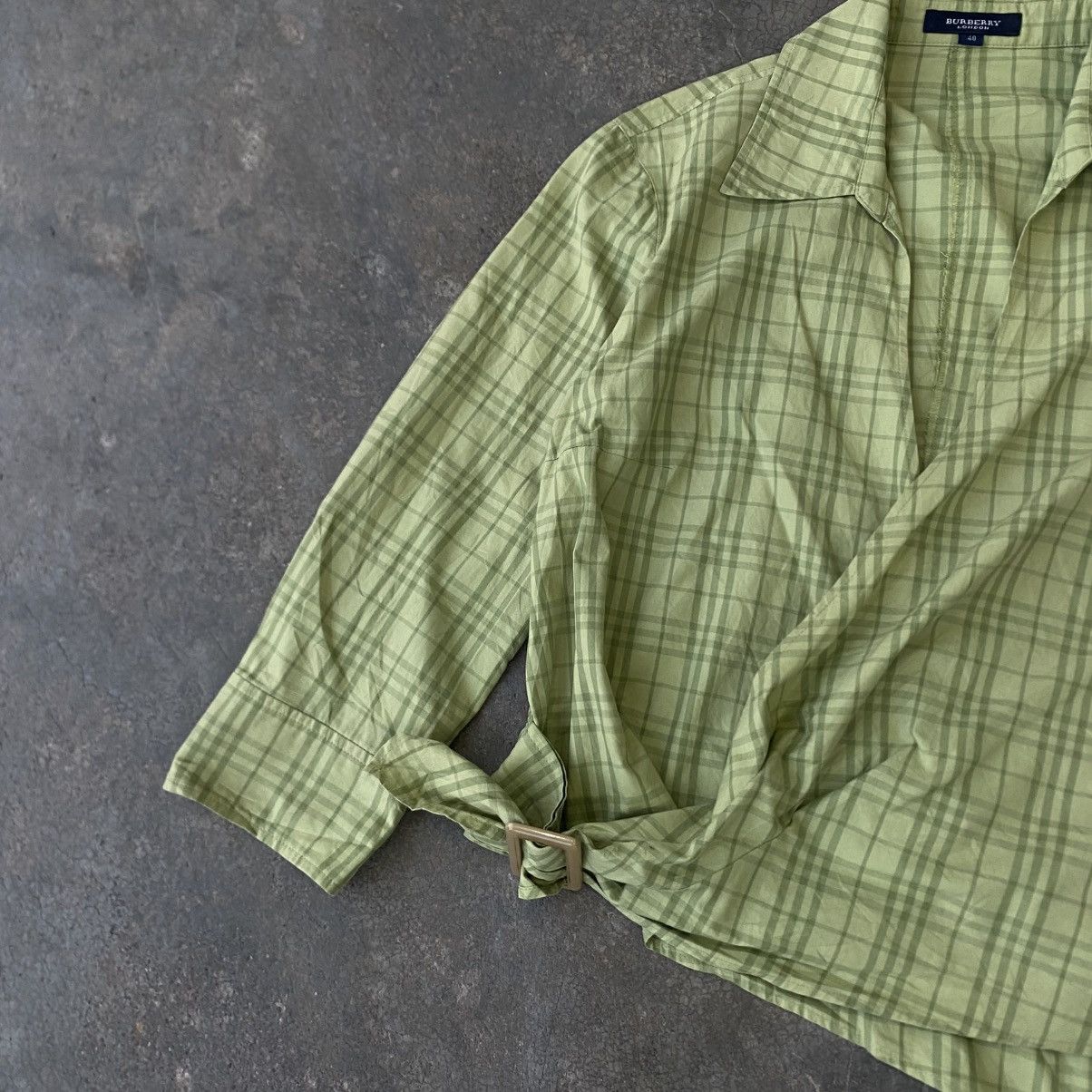 Burberry ‼️LAST DROP‼️Burberry London Green Check Wrap Blouse Cropped Size S / US 4 / IT 40 - 7 Thumbnail
