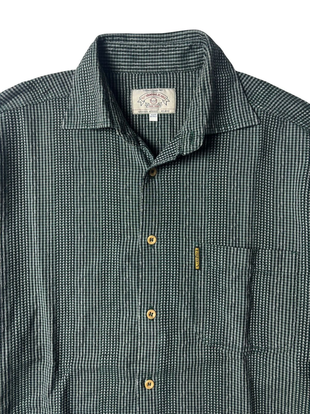 Armani 1990s Armani Jeans Abstract Pattern Button-Up Size US L / EU 52-54 / 3 - 2 Thumbnail