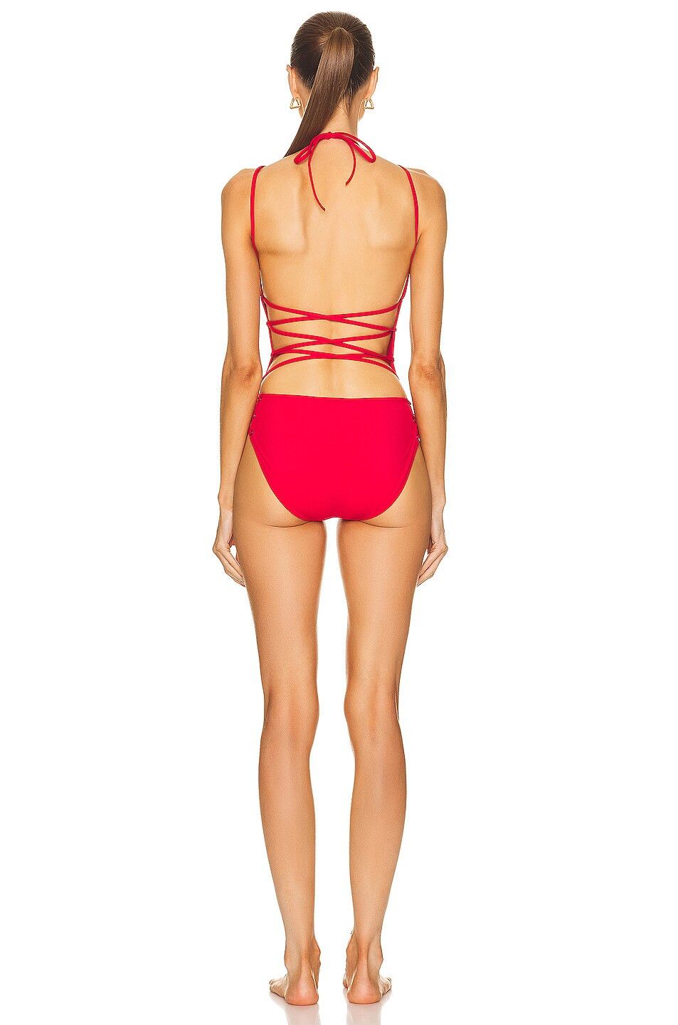 Balenciaga o1bcso1str1024 Lace Swimsuit in Red Size L / US 10 / IT 46 - 4 Thumbnail