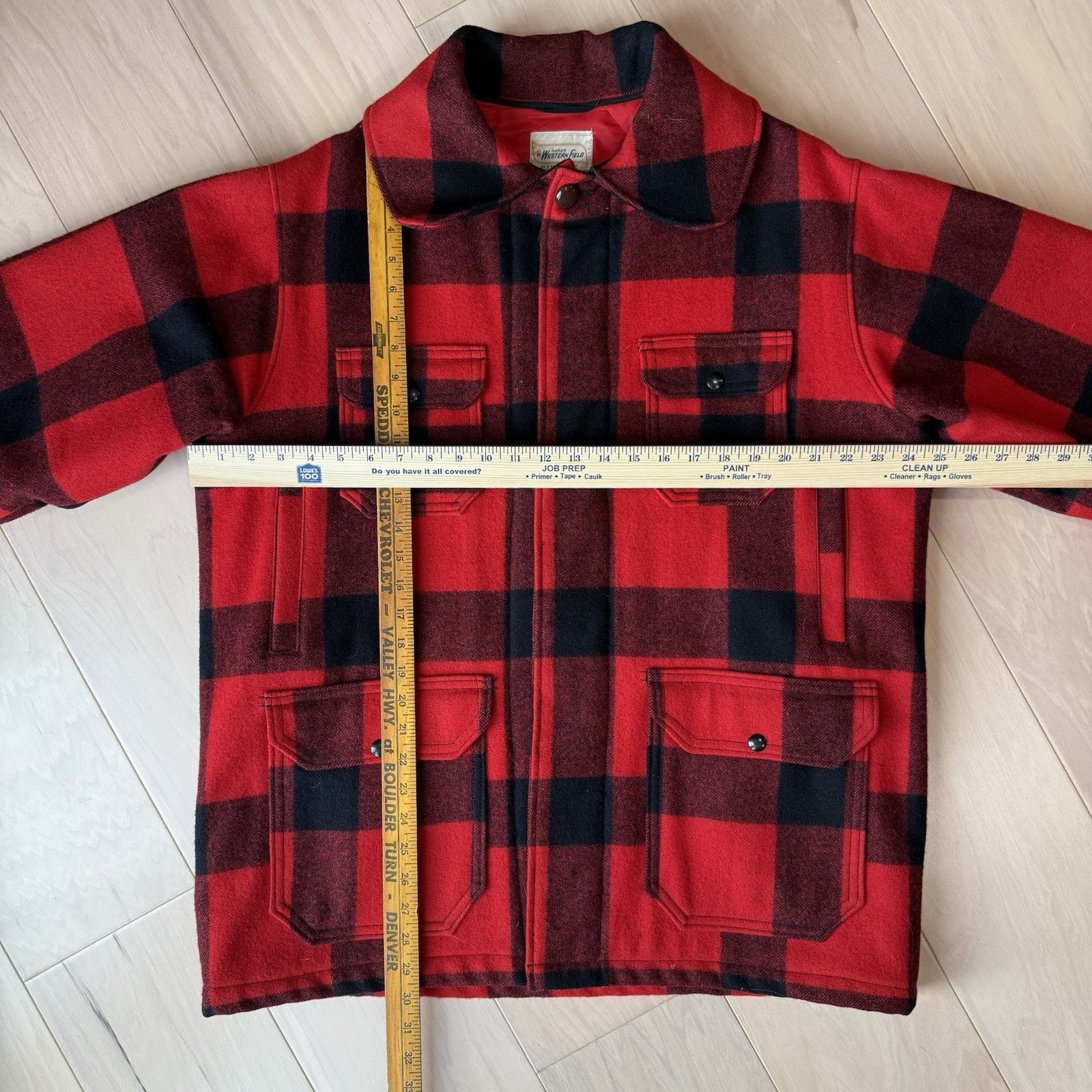 Original Montgomery Vintage Wards Western Buffalo Plaid Wool Coat 44 Red Black Size US L / EU 52-54 / 3 - 3 Thumbnail