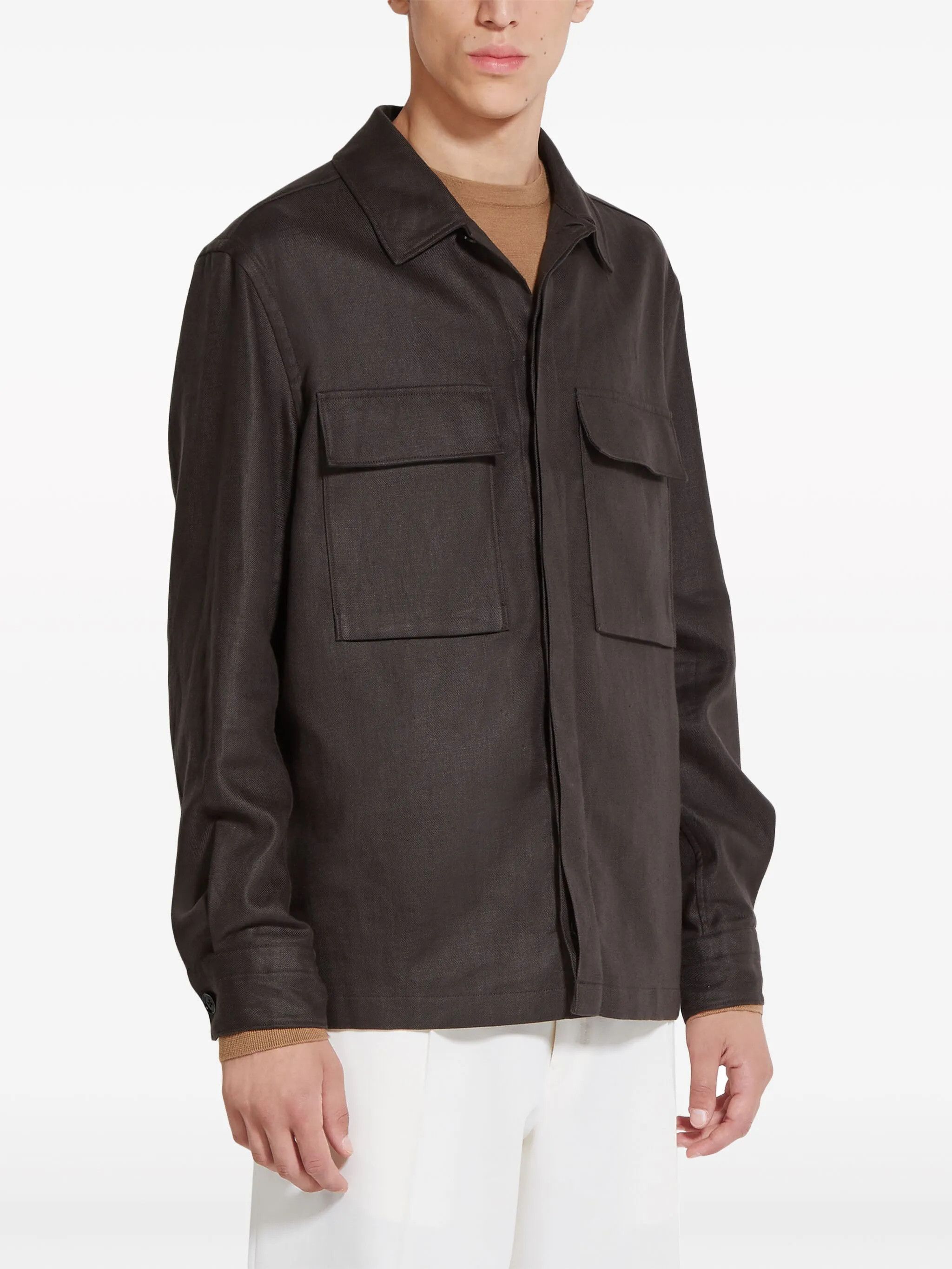 Ermenegildo Zegna o1s1rm0225 RUDV6 Shirt in Dark Brown Size US S / EU 44-46 / 1 - 2 Thumbnail