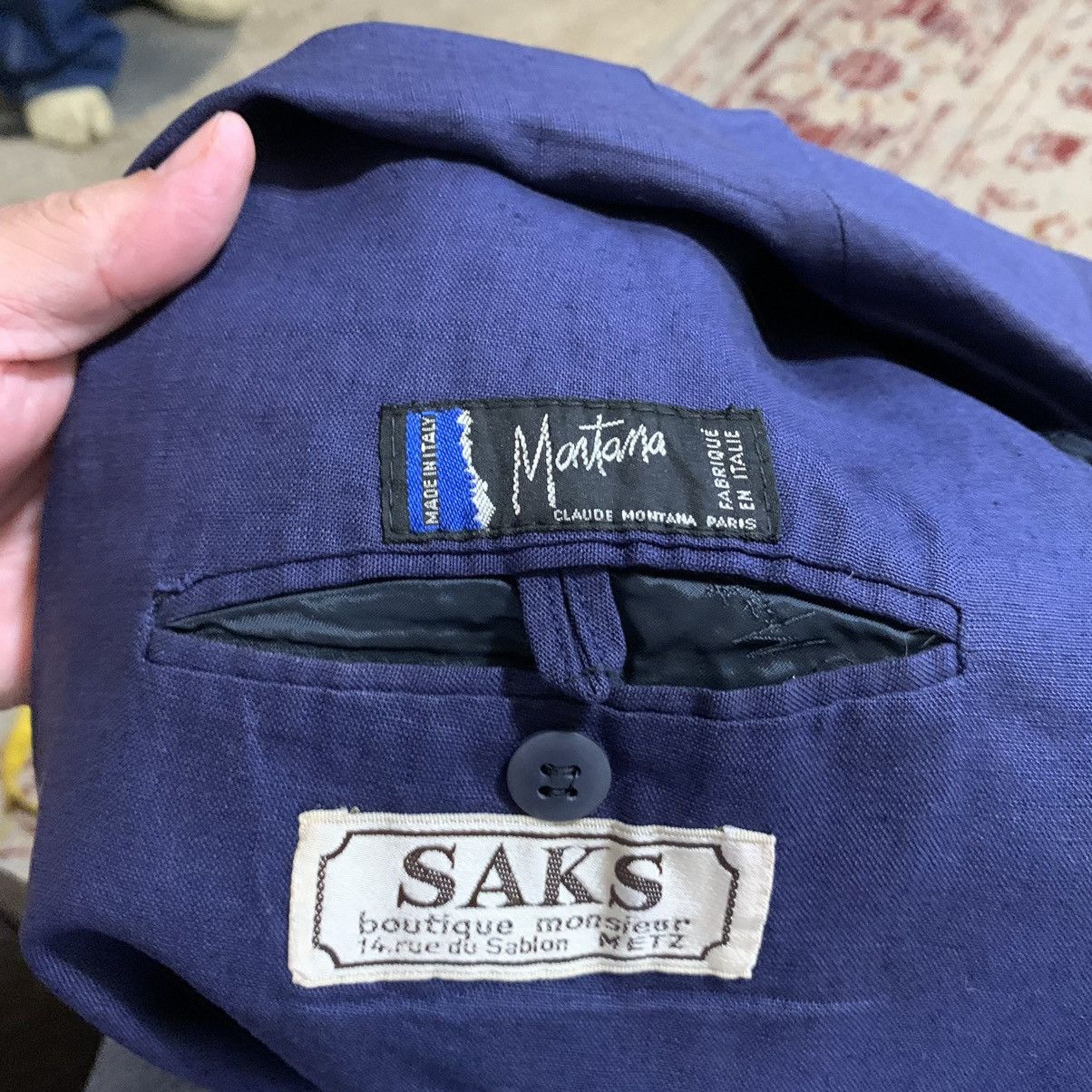 Claude Montana × Saks Fifth Avenue × Vintage 100% Linen 2 Button Blazer Size 44S - 11 Thumbnail