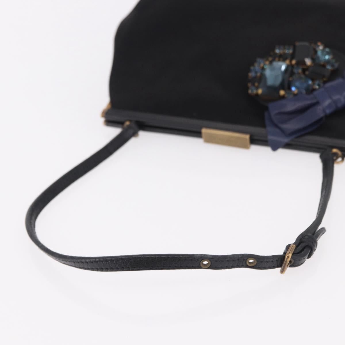 Miu Miu Miu Miu Hand Bag Satin Black Gold Auth 187043A - Jerrillo Size ONE SIZE - 7 Thumbnail