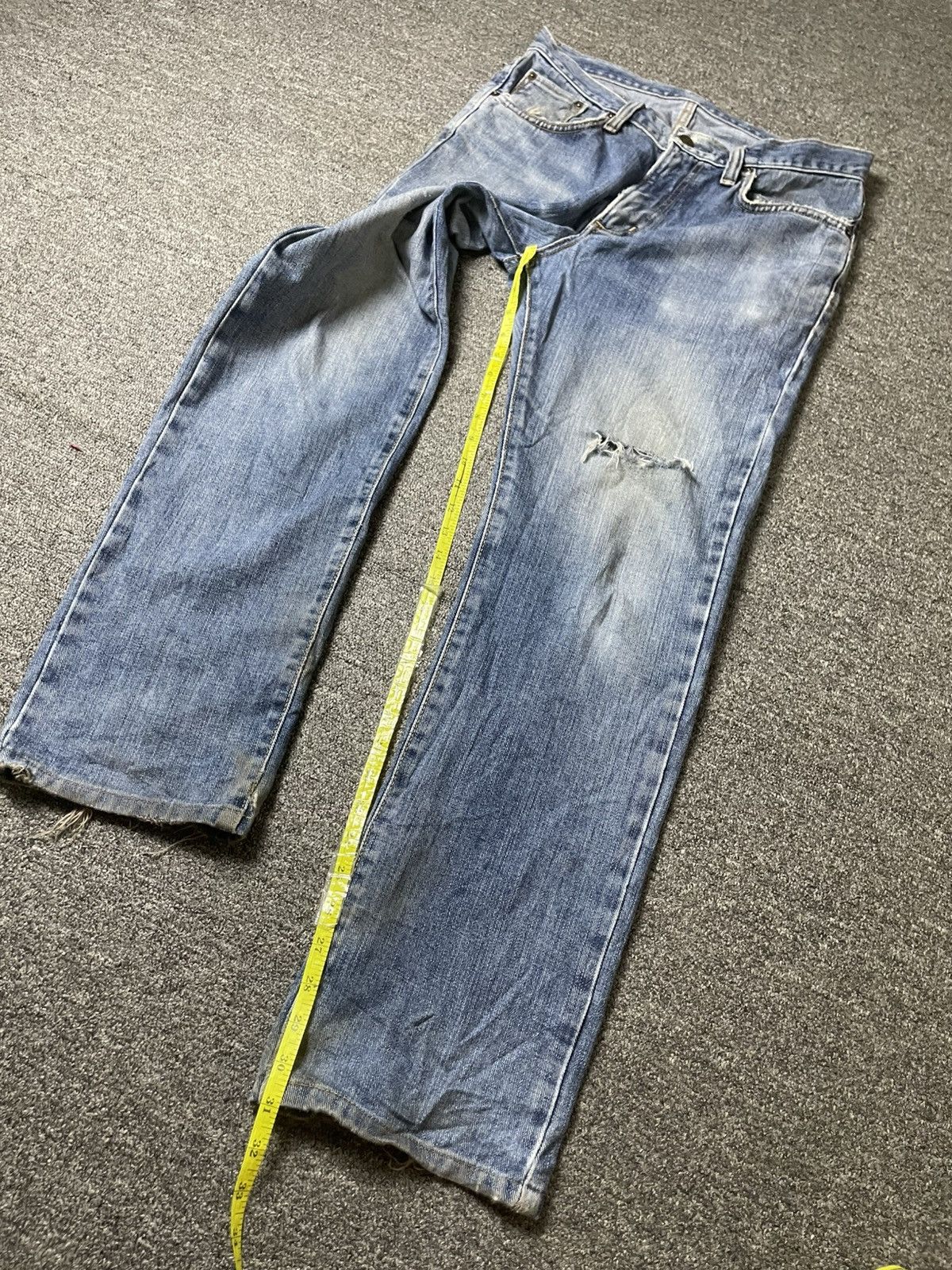 Edwin × Vintage EDWIN 403 Straight Cut Ripped Jeans (106) Size US 32 / EU 48 - 5 Thumbnail