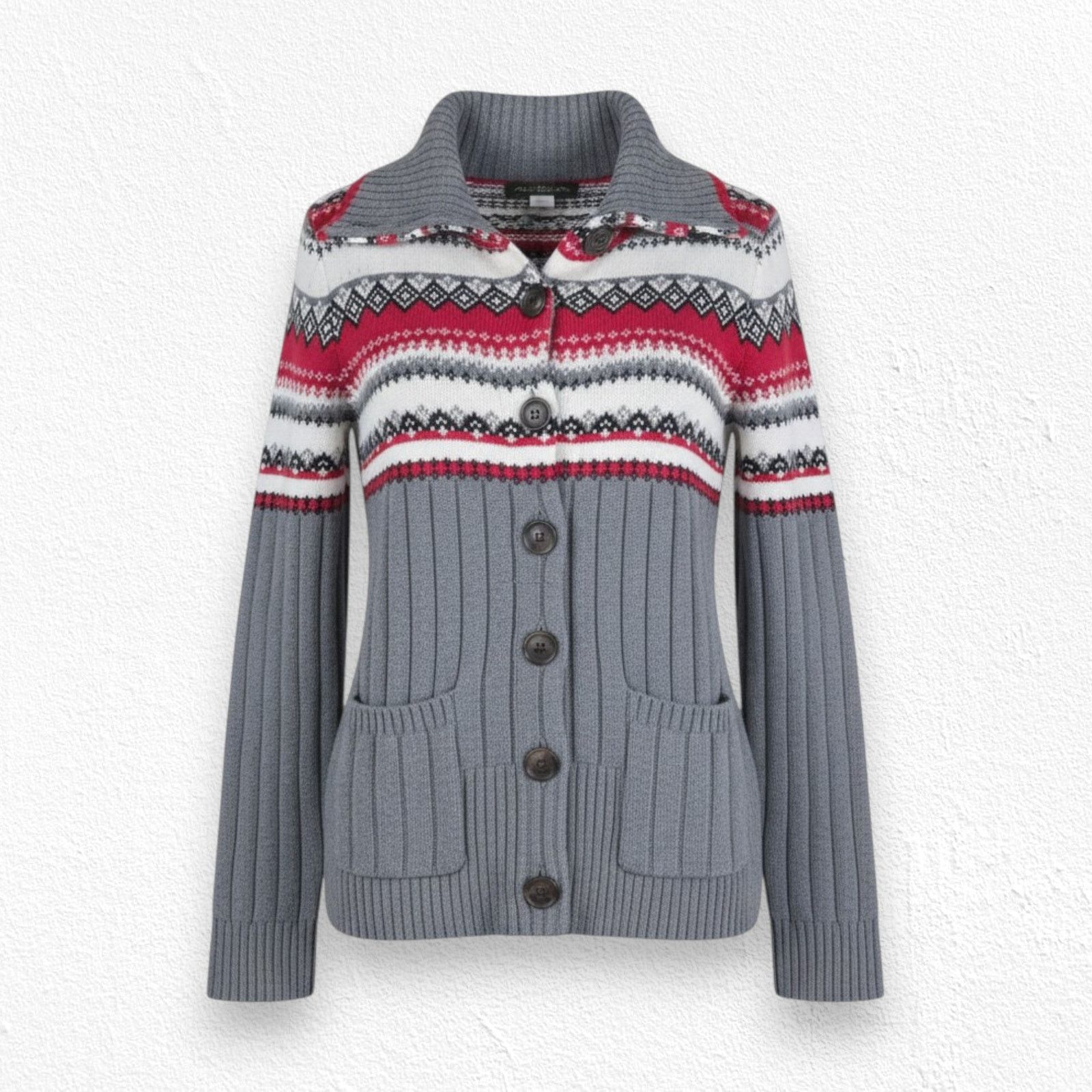 Eddie Bauer Eddie Bauer Gray Fair Isle Cardigan Size Small Size S / US 4 / IT 40 - 1 Thumbnail
