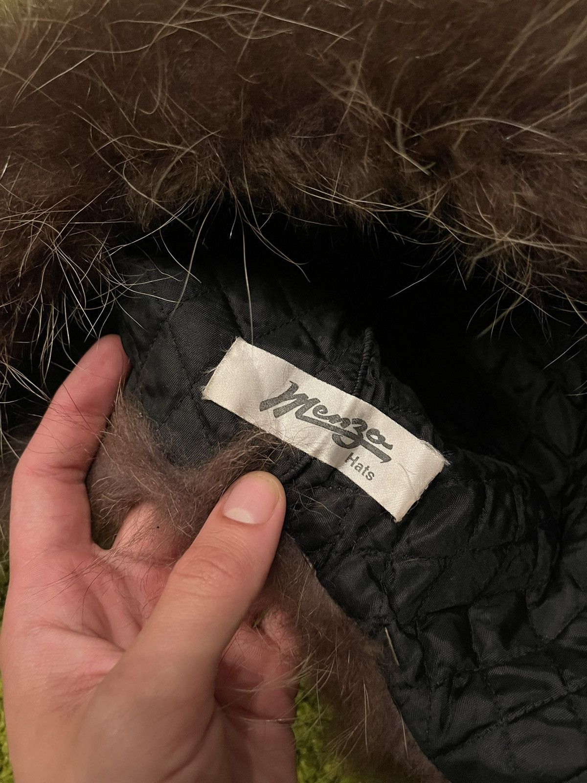 Designer × Vintage Real Fur fuzzy Ushanka trapper checker hat Y2K Size ONE SIZE - 9 Thumbnail
