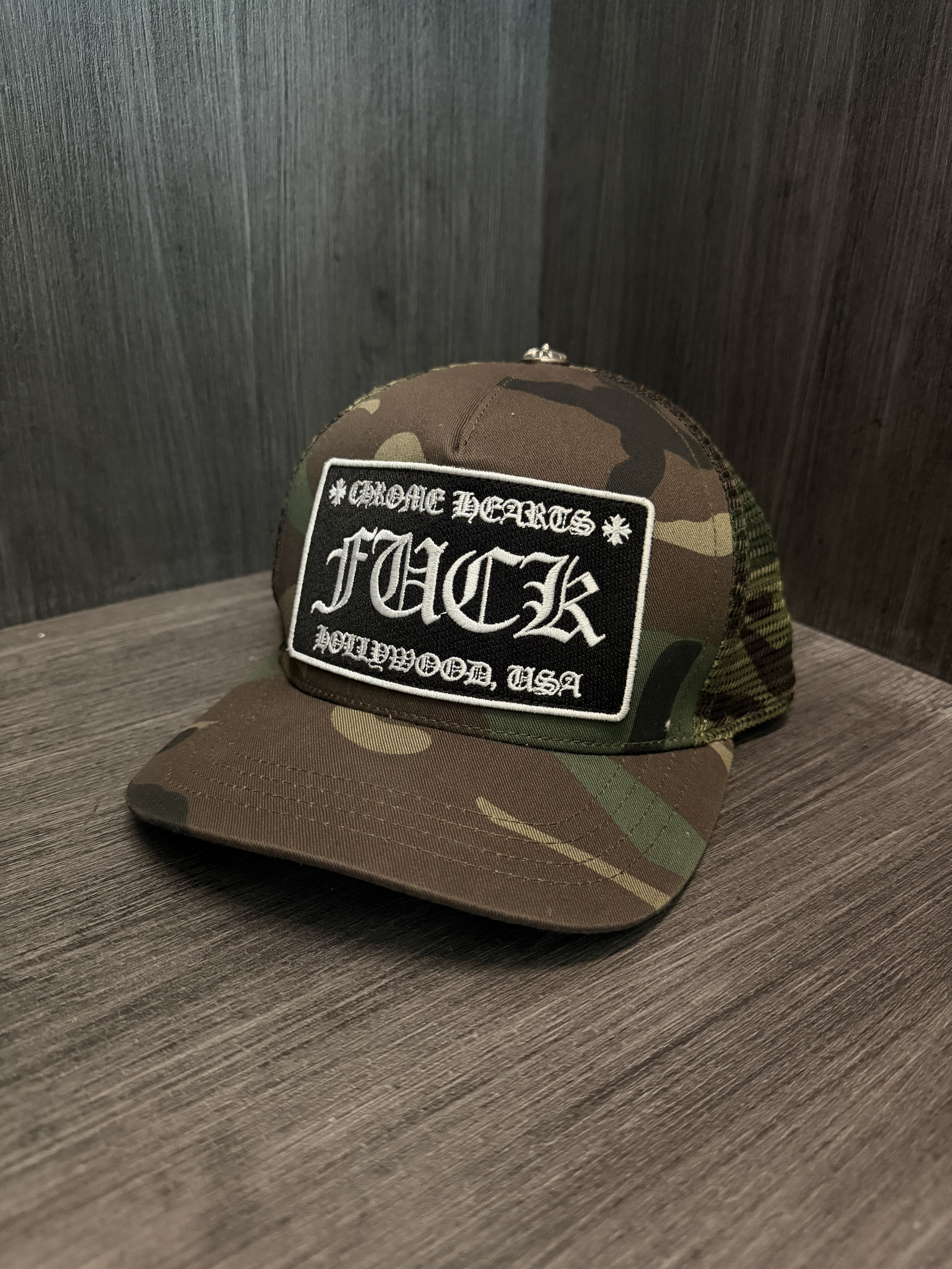 Chrome Hearts Fuck Camo trucker hat Size ONE SIZE - 1 Thumbnail