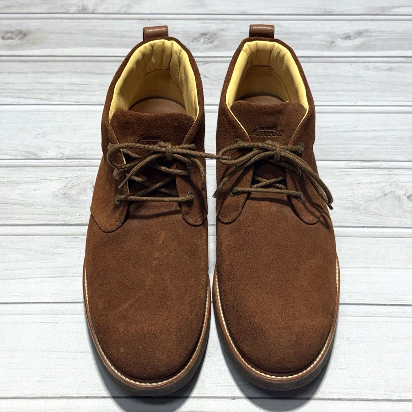 Vibram Samuel Hubbard Chukka Boots Mens 13 Brown Suede Leather Lined Vibram Soles Shoes M Boot Size US 13 / EU 46 - 4 Thumbnail