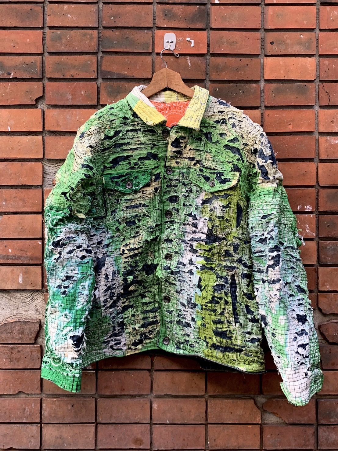 Handmade Distressed Sashiko Denim Jacket like Kapital Size US M / EU 48-50 / 2 - 1 Thumbnail