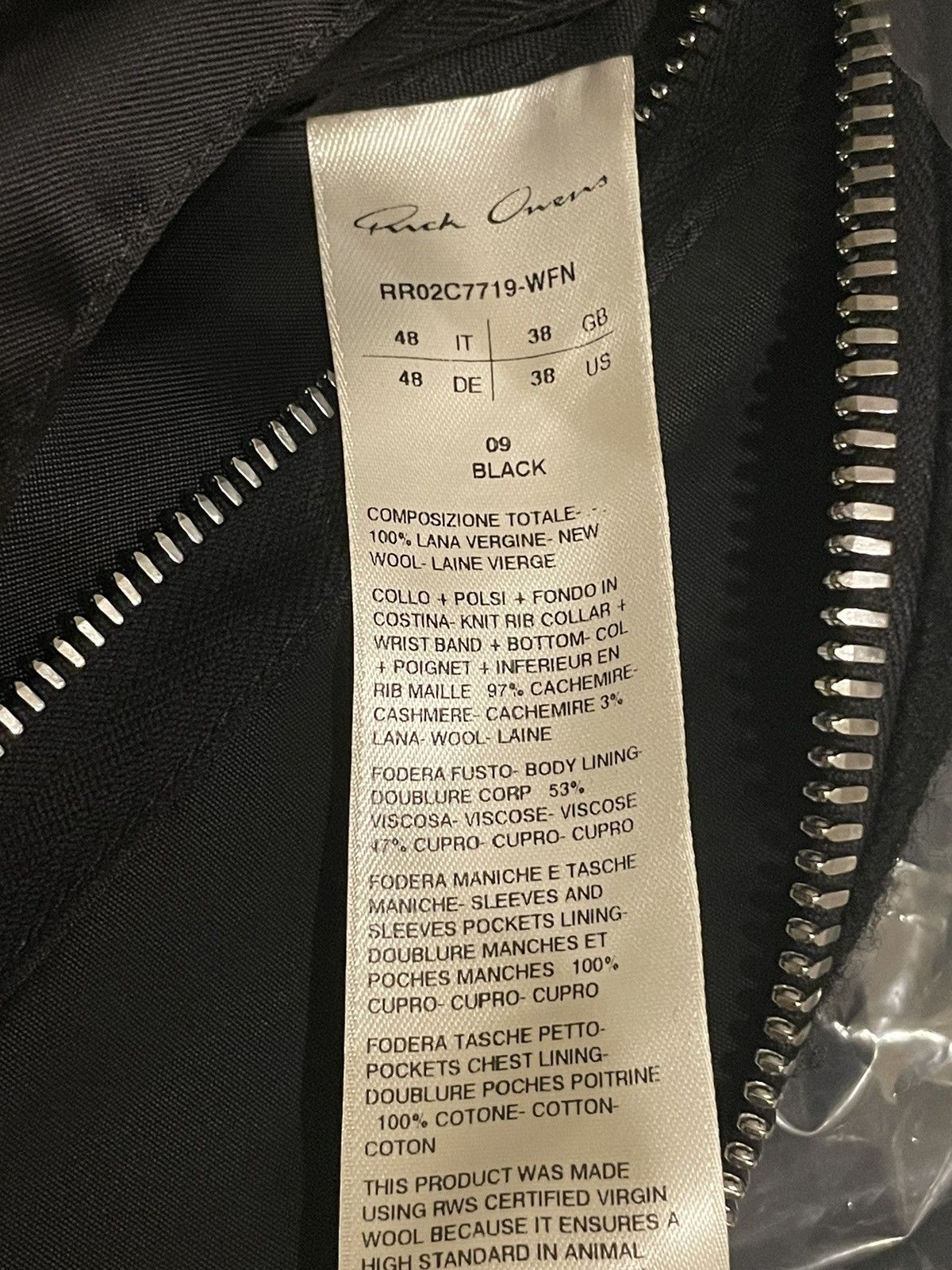 Rick Owens RUNWAY EDFU FLIGHT JACKET FW23 LUXOR BLACK FELTED WOOL Size US M / EU 48-50 / 2 - 10 Thumbnail