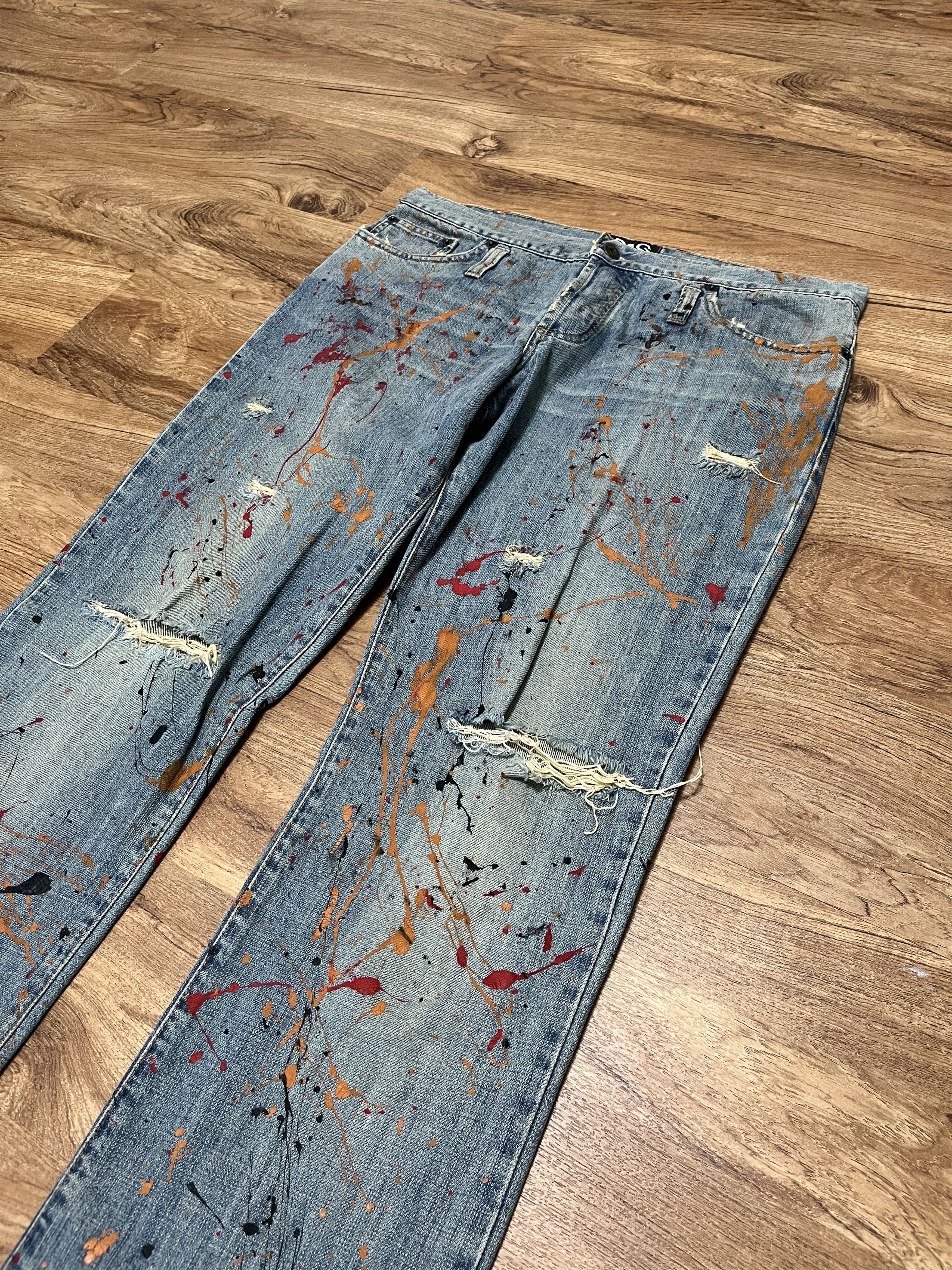 Dolce & Gabbana Vintage Dolce & Gabbana Bootcut Paint Splatter Jeans Size US 35 - 2 Thumbnail