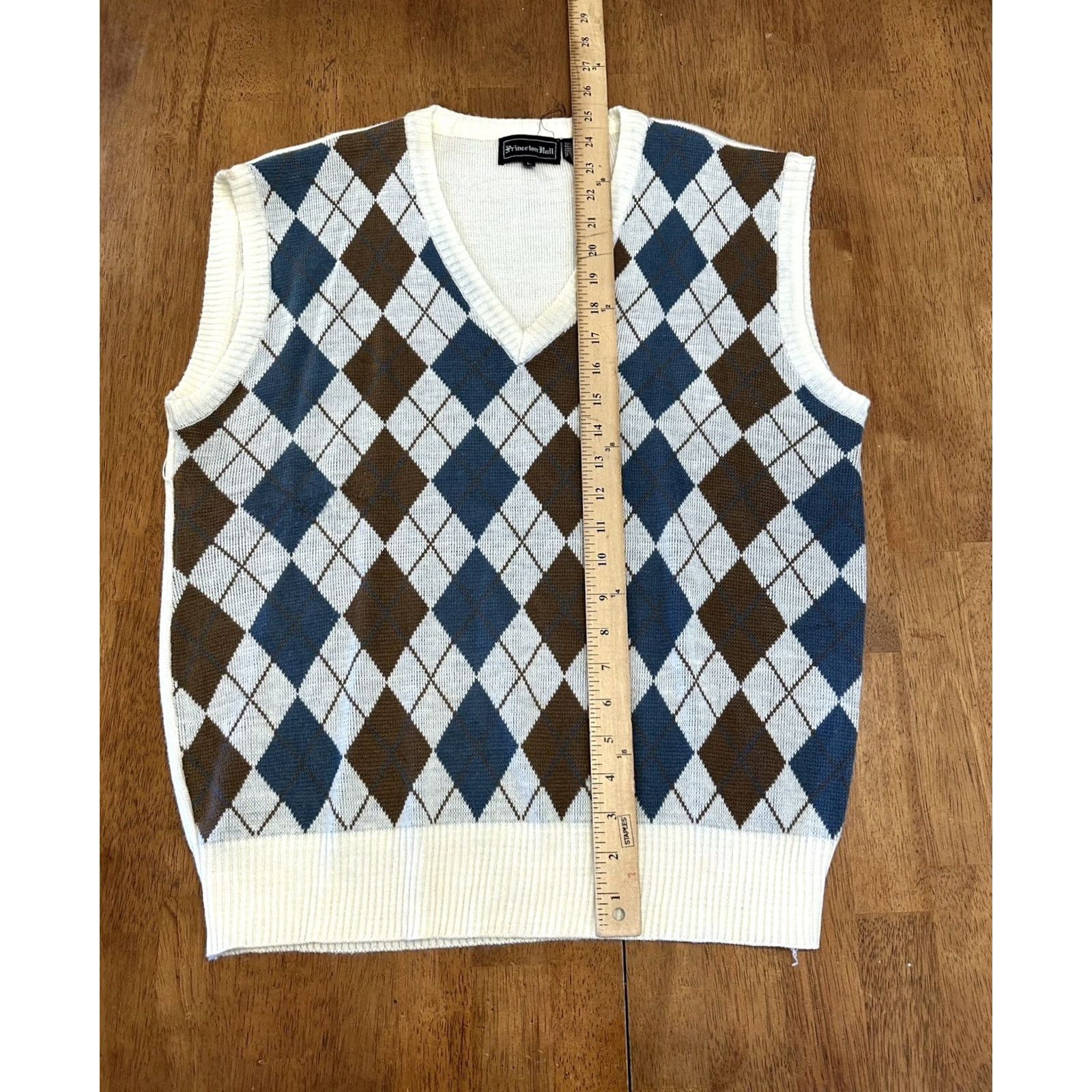Vintage VINTAGE Princeton Hall Sweater Vest L White Geometric 90s Preppy Women Size L / US 10 / IT 46 - 5 Thumbnail