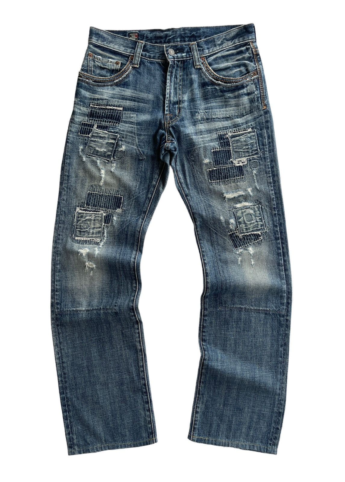 Japanese Brand Bartack Sashiko Boro Patchwork Denim Kapital Japan Size US 31 - 2 Thumbnail