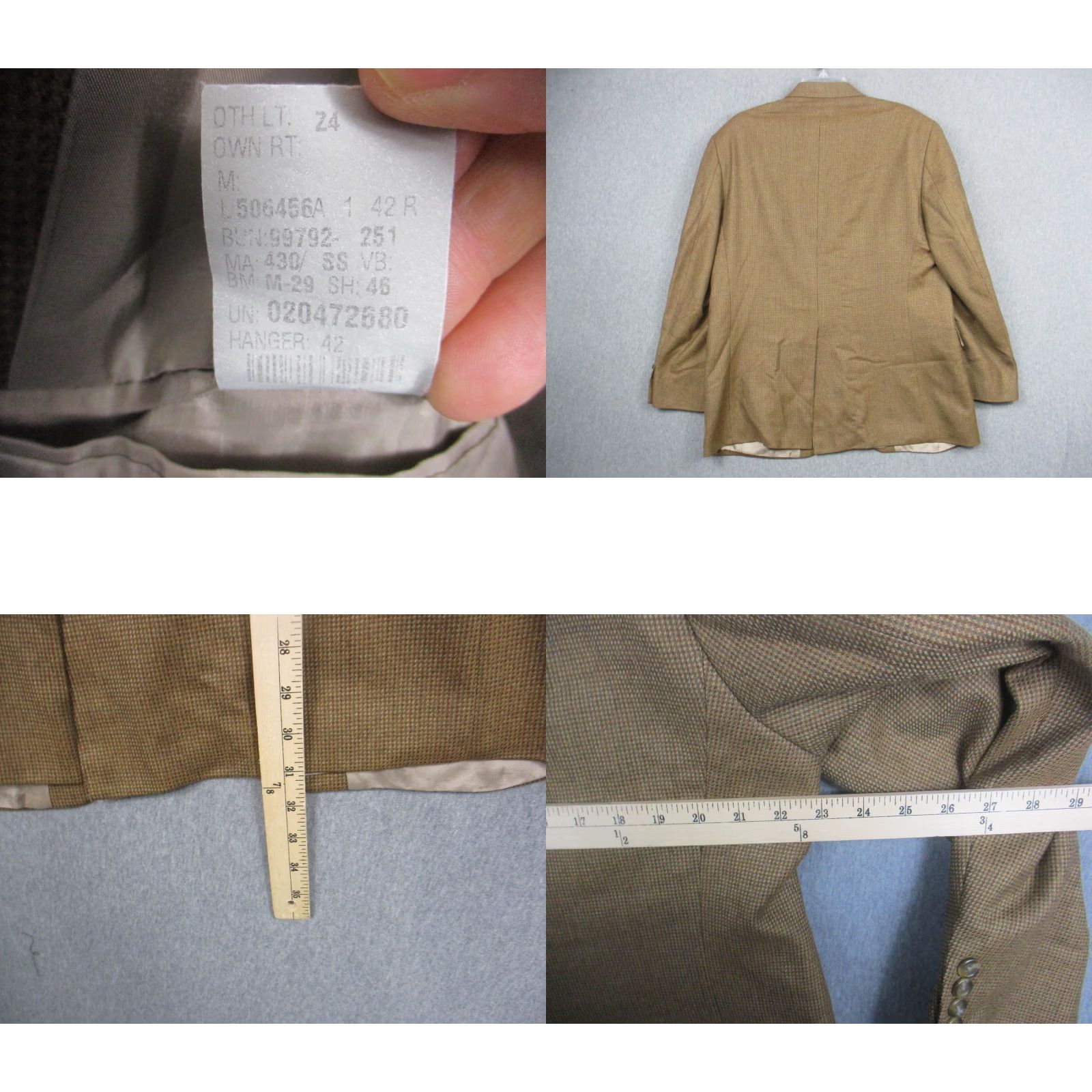 Ralph Lauren Lauren Ralph Lauren Blazer Mens 42R Brown Tweed Check Sport Coat Canada Regular Wool 2 Piece Jacket Mens Womens Size 42R - 8 Thumbnail