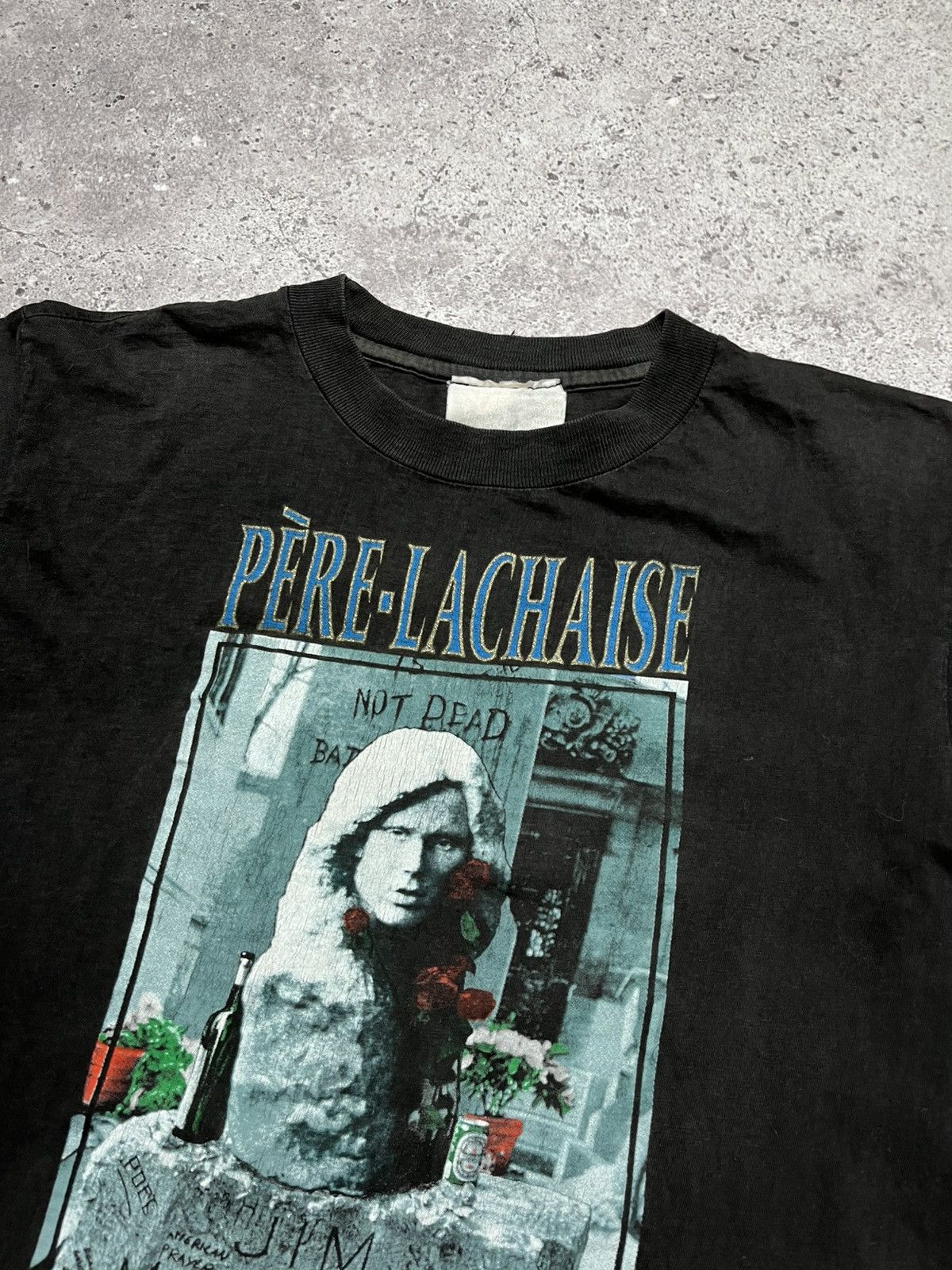 Band Tees Vintage 90's "PÈRE-LACHAISE NOT DEAD MORRISON PARIS FRANCE" Size US L / EU 52-54 / 3 - 3 Thumbnail