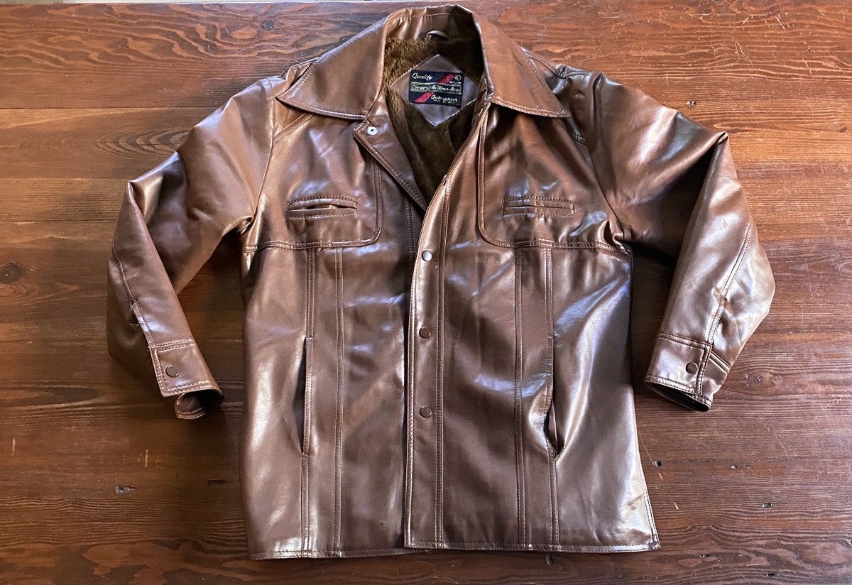 Sears Vintage 60’s Sears Brown Pleather Faux Fur Retro Jacket Size US L / EU 52-54 / 3 - 2 Thumbnail