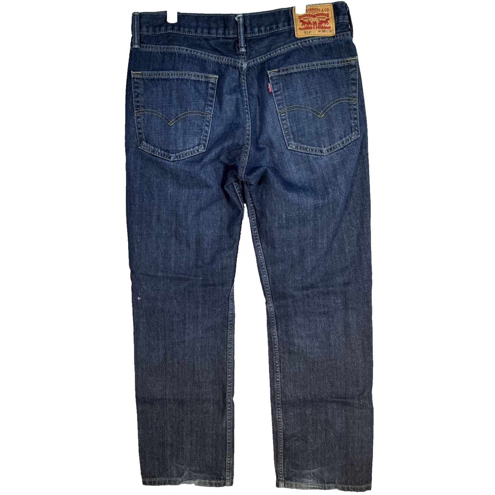 Levi's Levi's 514 Jeans Mens 36x32 Blue Straight Regular Mid Rise Denim 5-Pocket Zipper Button Cord Logo Size US 36 / EU 52 - 2 Thumbnail