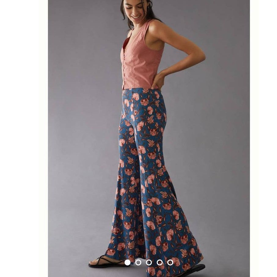 Anthropologie New By Anthropologie Drapey Flare Pants $120 SIZE 2 Blue Size 26" / US 2 / IT 38 - 5 Thumbnail