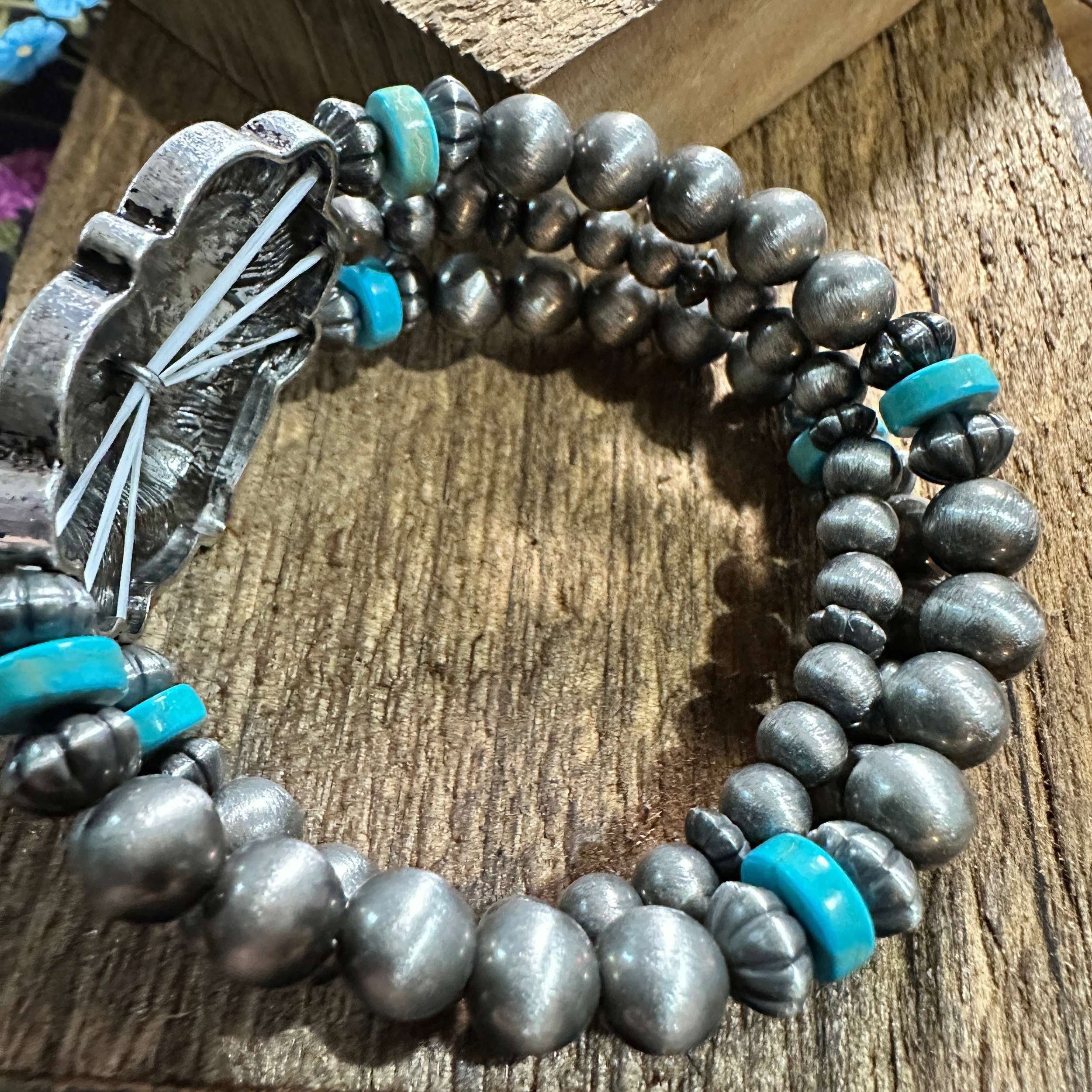 Other Silver Western Heart Navajo Turquoise Beads Bracelet for Sty Size ONE SIZE - 3 Thumbnail