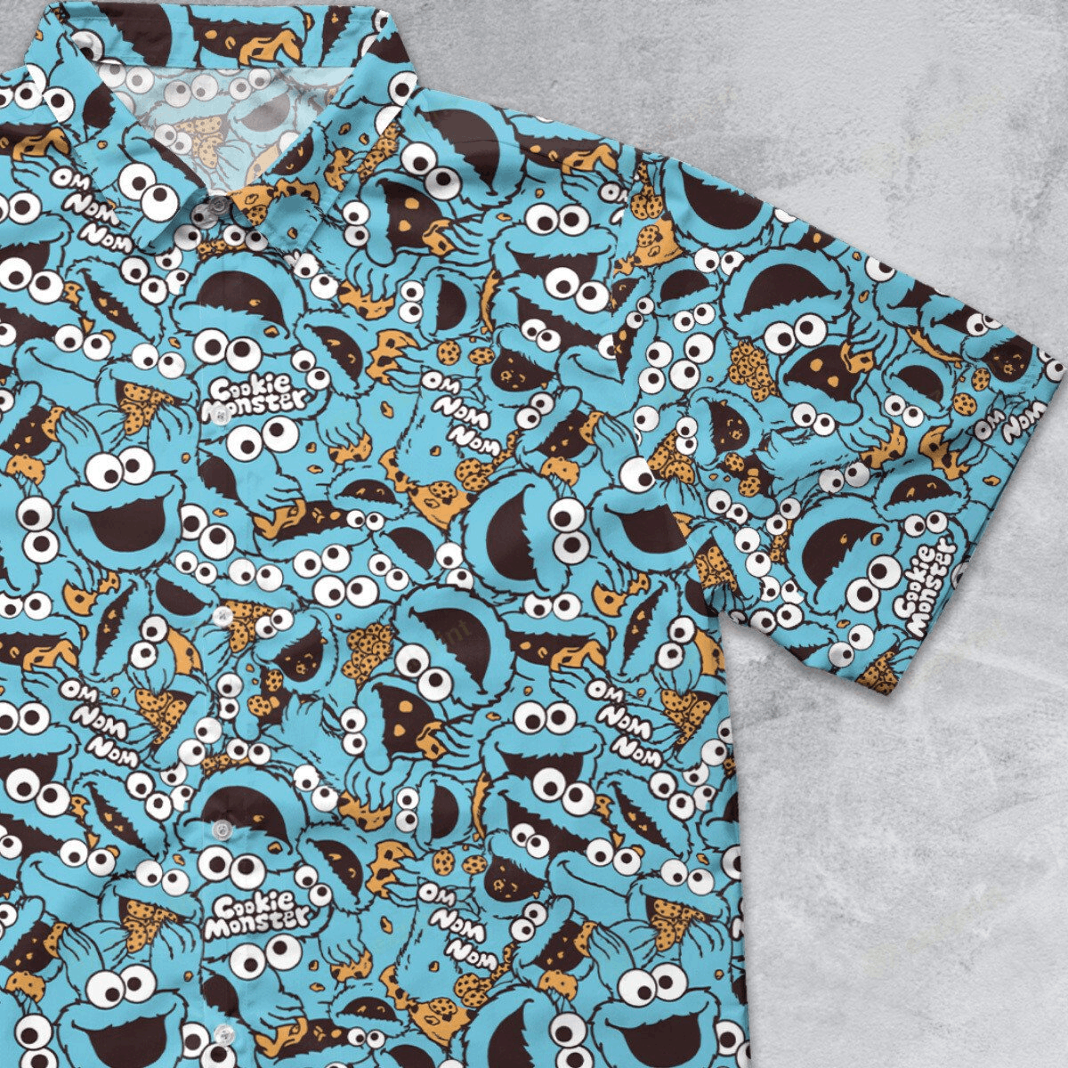 The Unbranded Brand Cookie Monster Om Nom Nom Nom Button Down Shirt Size US M / EU 48-50 / 2 - 1 Thumbnail