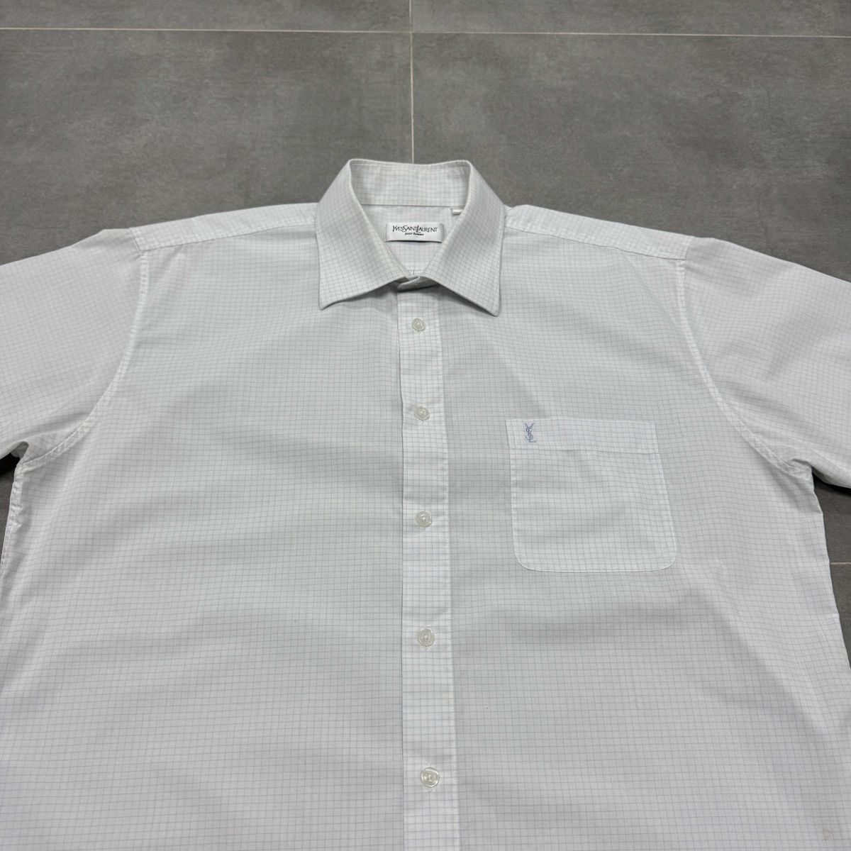 Yves Saint Laurent Yves Saint Laurent Short Sleeve Button Shirt White Checked Size US L / EU 52-54 / 3 - 8 Thumbnail