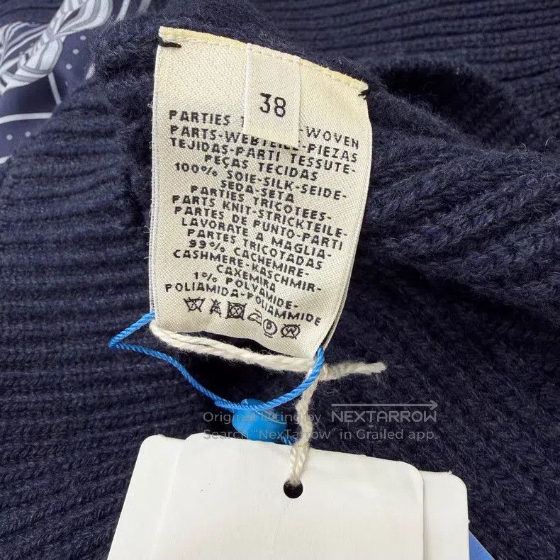 Hermes Hermes Navy Blue Wool and Silk Jacquard Coarse Knit Sweate Size XS / US 0-2 / IT 36-38 - 4 Thumbnail
