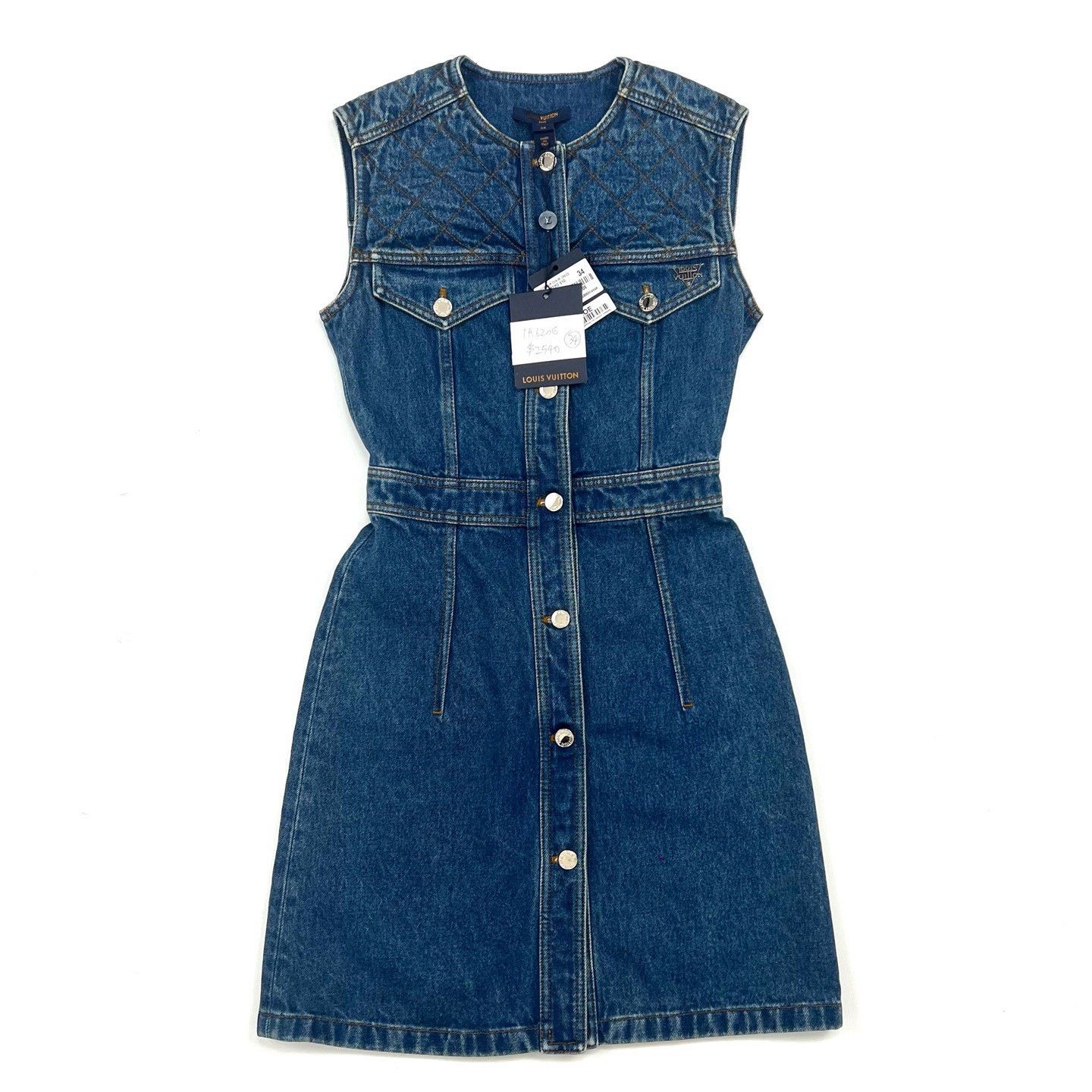Louis Vuitton Louis Vuitton Blue Sleeveless Denim Dress Size XXS / US 00 / IT 34 - 1 Thumbnail