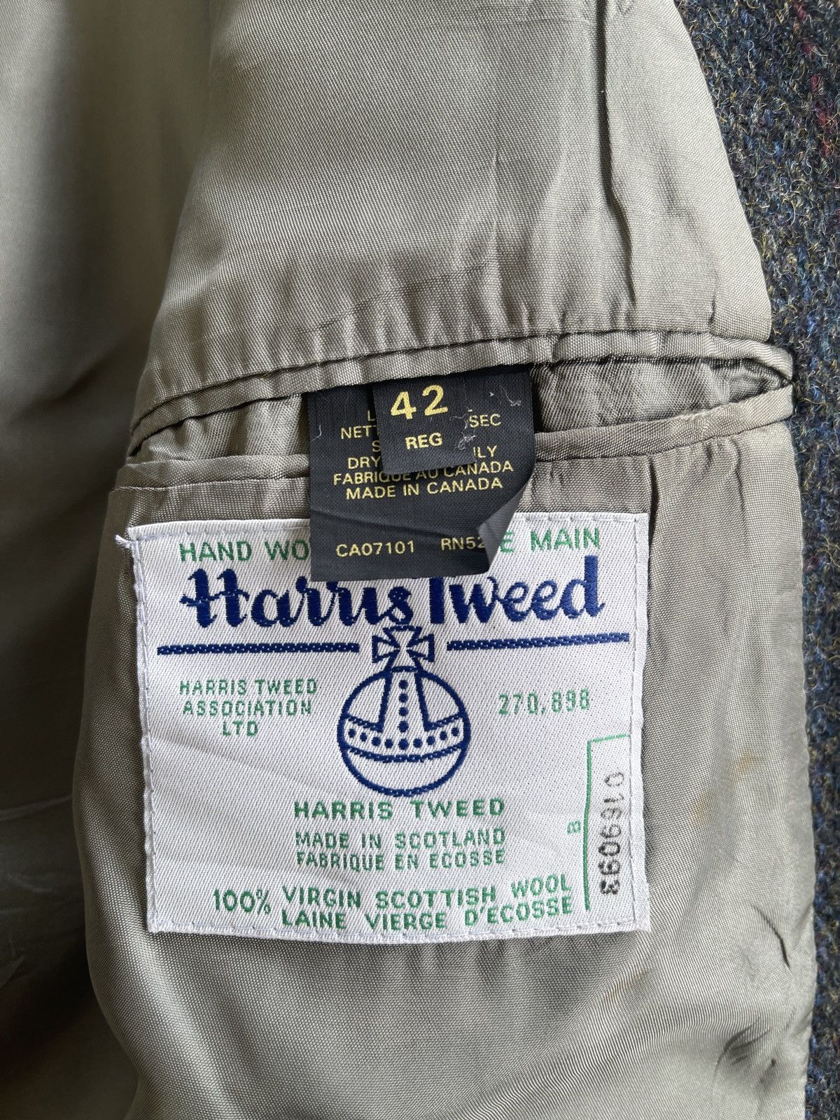 Harris Tweed Vintage Harris Tweed Handwoven Wool Coat Size 42R - 6 Thumbnail