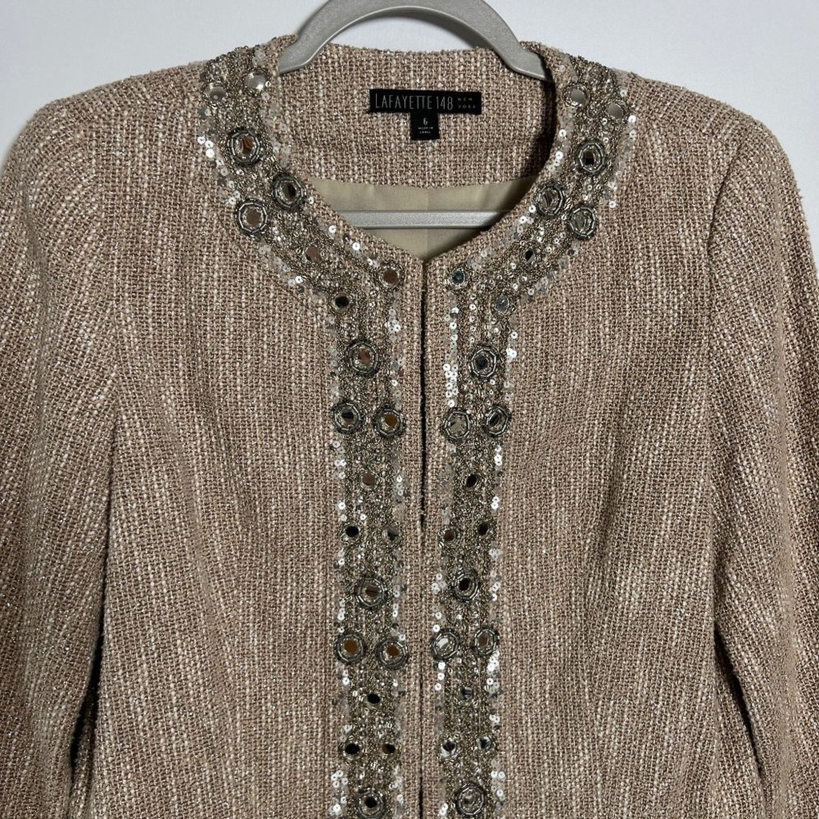 Lafayette 148 Lafayette 148 Sequined Tweed Blazer 6 Brown Textured Jacket Size M / US 6-8 / IT 42-44 - 8 Thumbnail