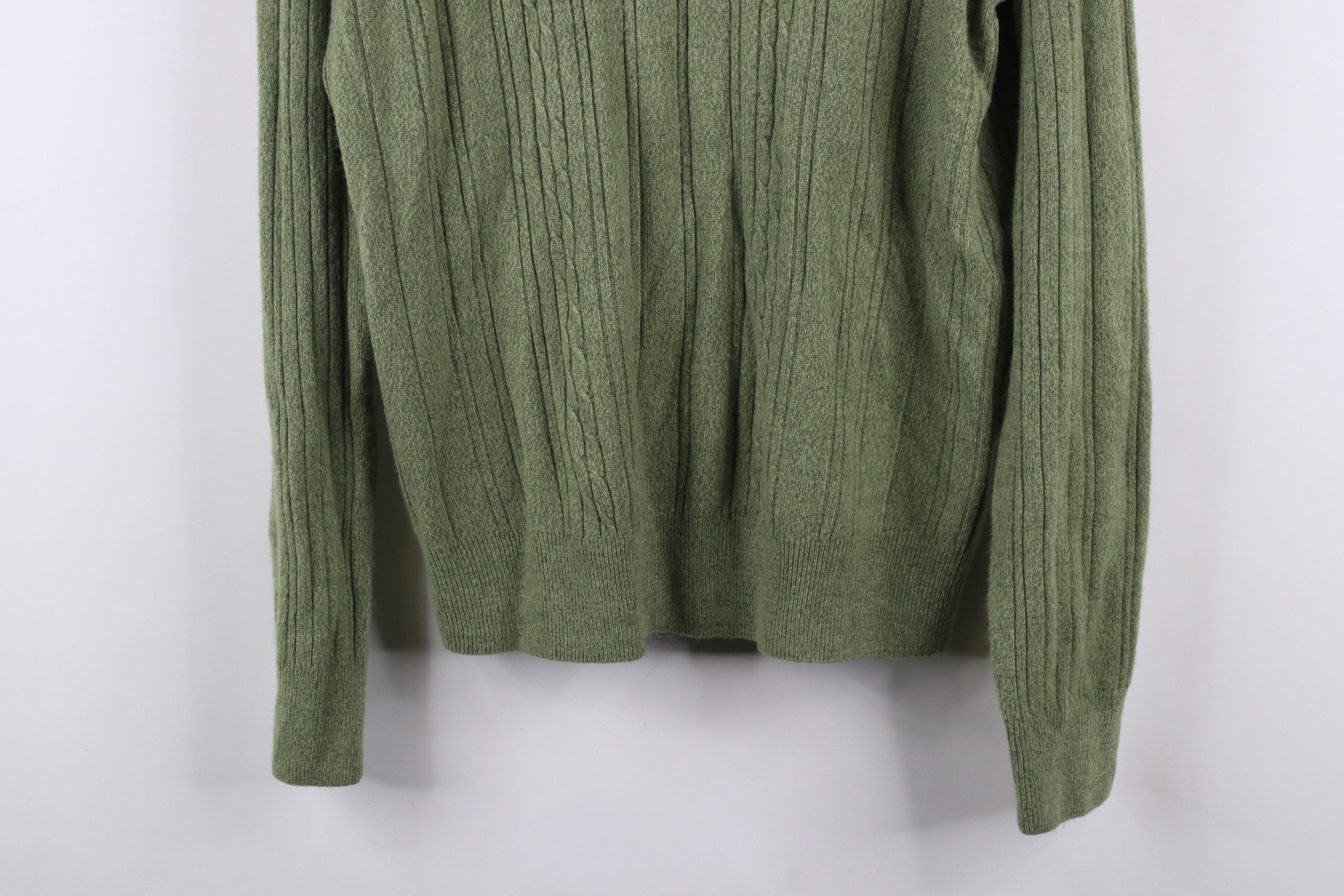Vintage Vintage 90s Streetwear Cable Knit Collared Sweater Green Size US L / EU 52-54 / 3 - 3 Thumbnail