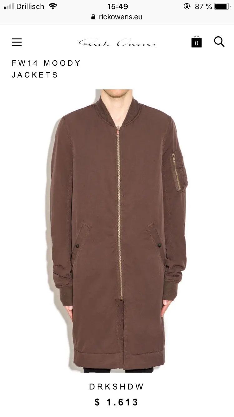 Rick Owens Drkshdw Moody Long Bomber Size US M / EU 48-50 / 2 - 2 Thumbnail