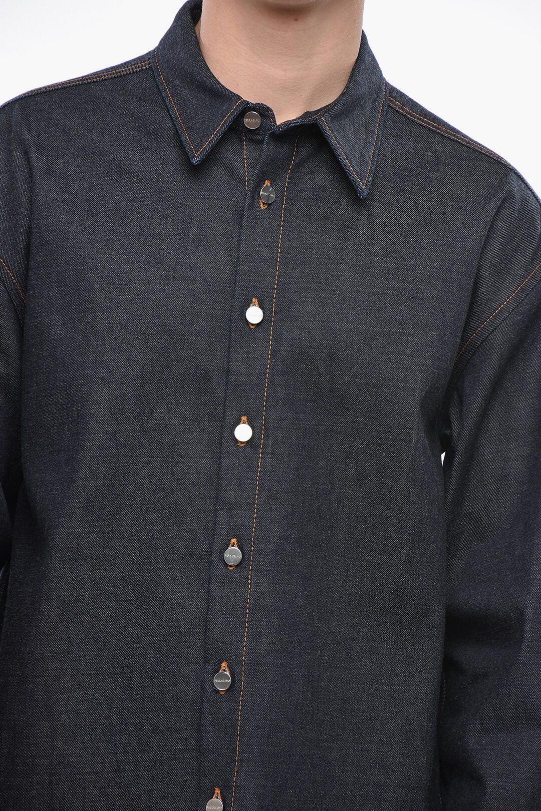 Salvatore Ferragamo og1mm0426 Denim Overshirt in Blue Size US L / EU 52-54 / 3 - 3 Thumbnail