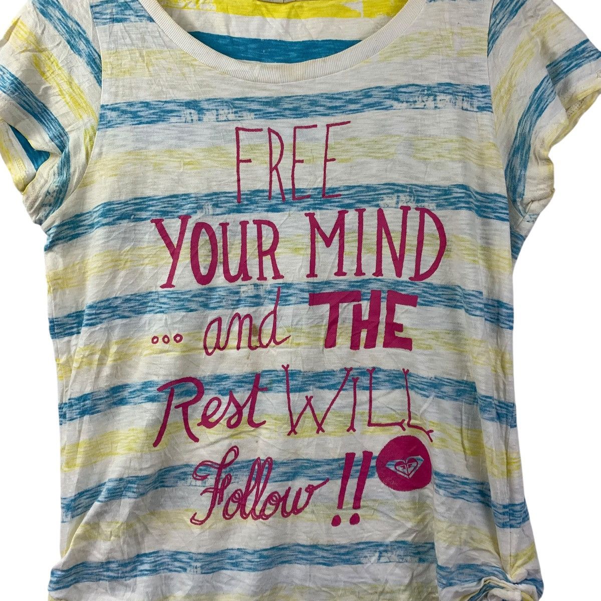 Vintage Roxy Beachwear Striped Tee Womens M Graphic Quote Shirt Size M / US 6-8 / IT 42-44 - 5 Thumbnail
