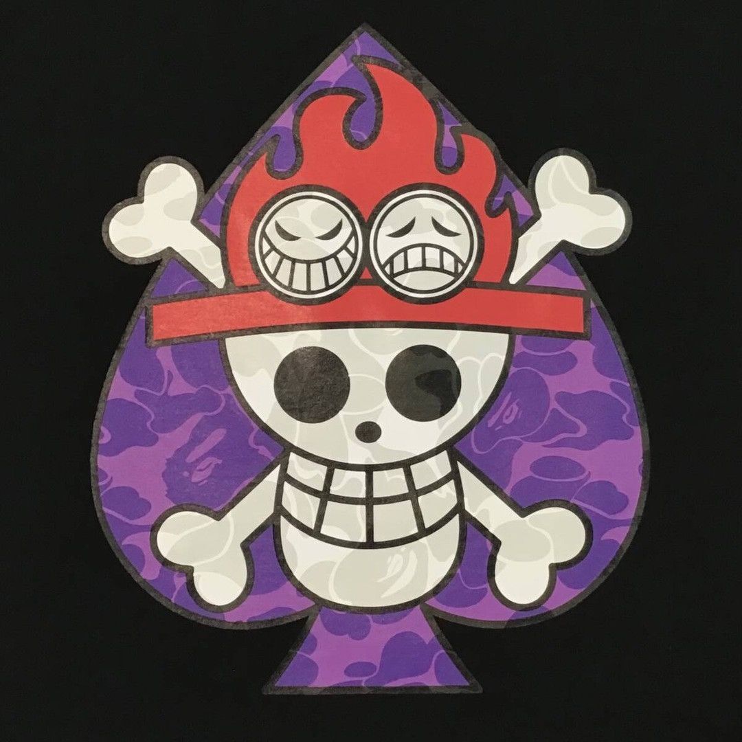 Bape 🔥Aoyama Limited🔥 BAPE × One Piece Ace Flag Mark T-Shirt Size US L / EU 52-54 / 3 - 2 Thumbnail