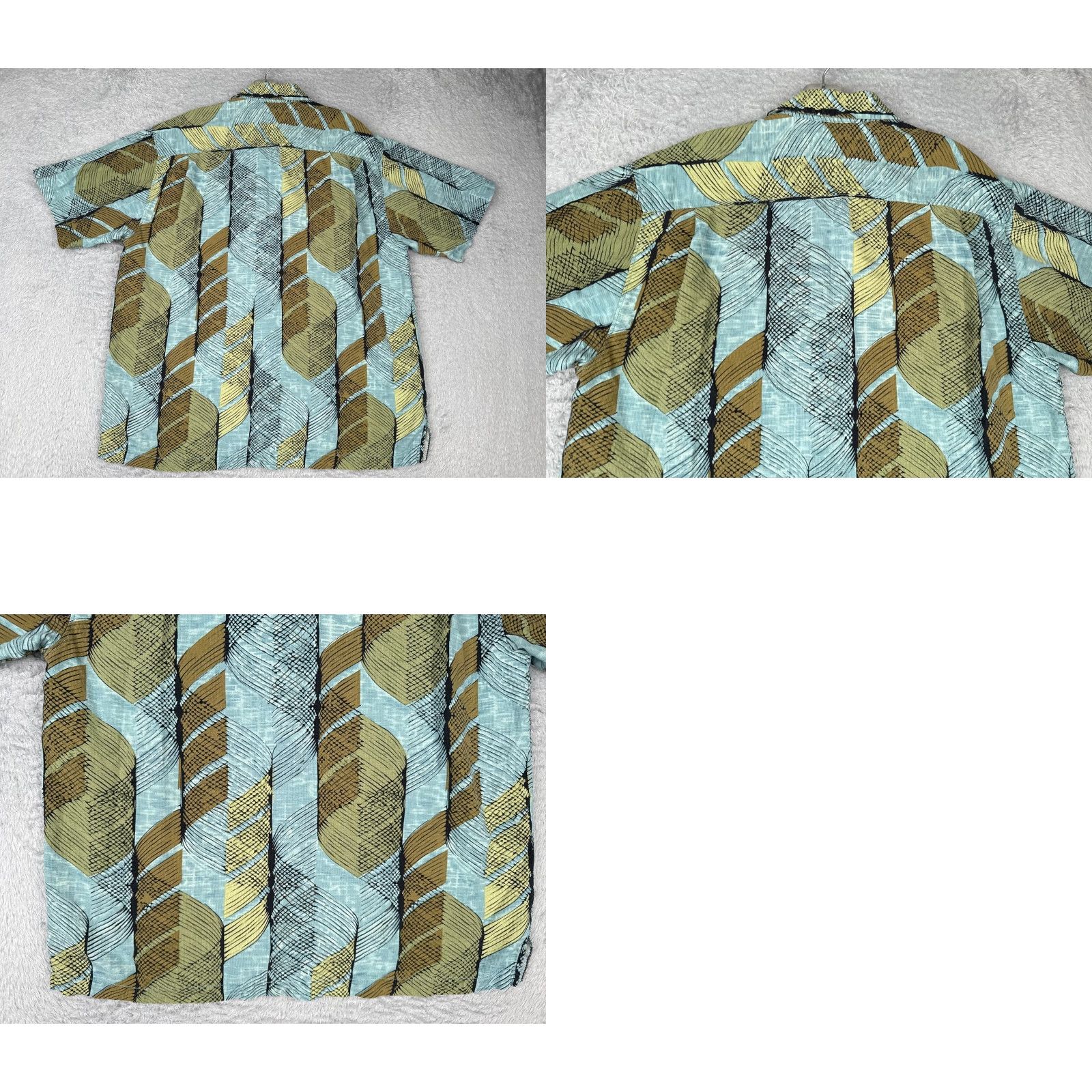 Tommy Bahama Tommy Bahama Shirt Men Large Blue Green Geometric 100% Silk Button Up Hawaiian Size US L / EU 52-54 / 3 - 9 Thumbnail