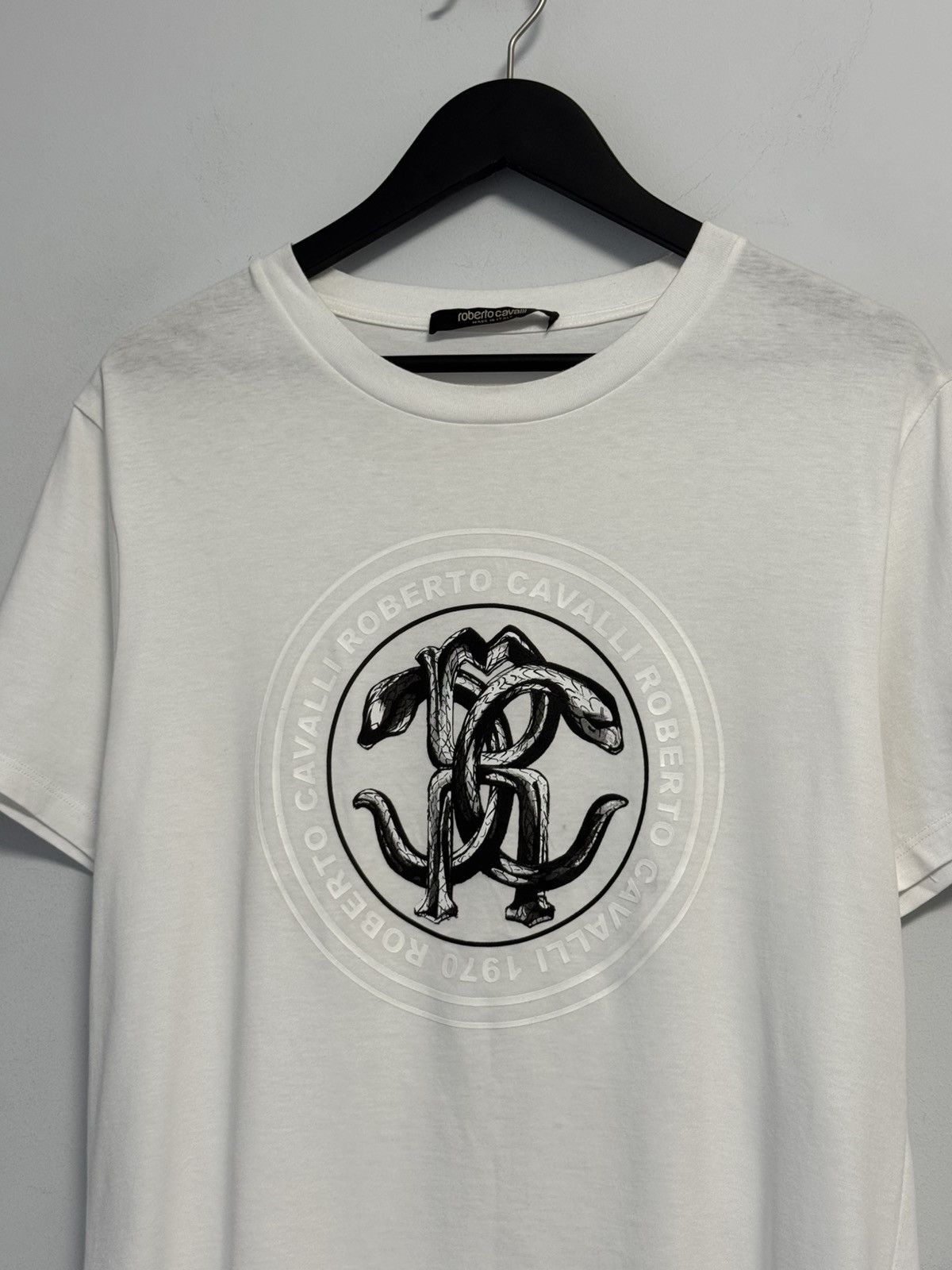 Roberto Cavalli Roberto Cavalli Graphic T-Shirt Mens White RC Snake Size US S / EU 44-46 / 1 - 2 Thumbnail