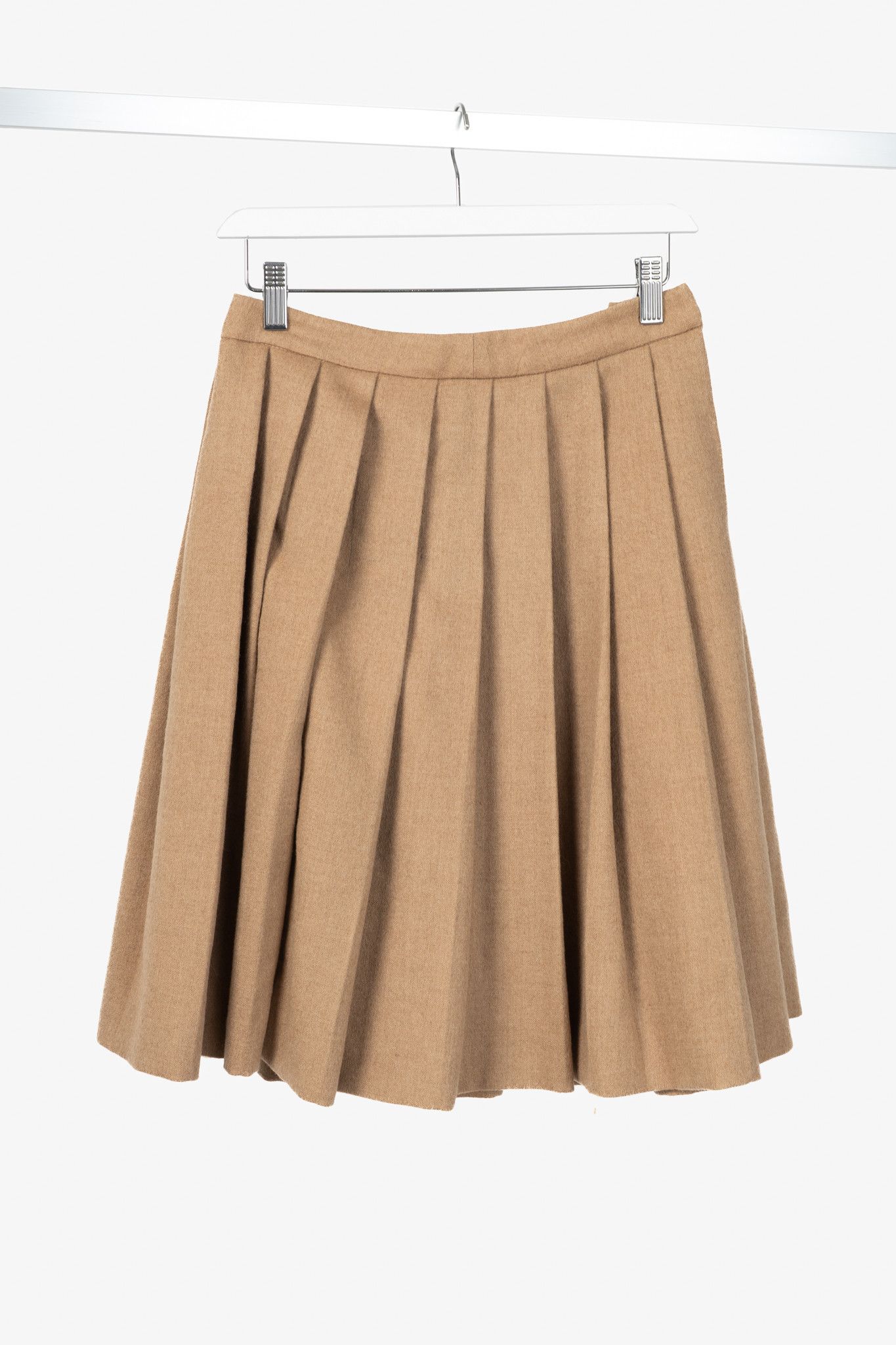 Miu Miu Miu Miu AW07 Runway Tan Wool & Camel Pleated Skirt Size 25" / US 0 / IT 36 - 2 Thumbnail