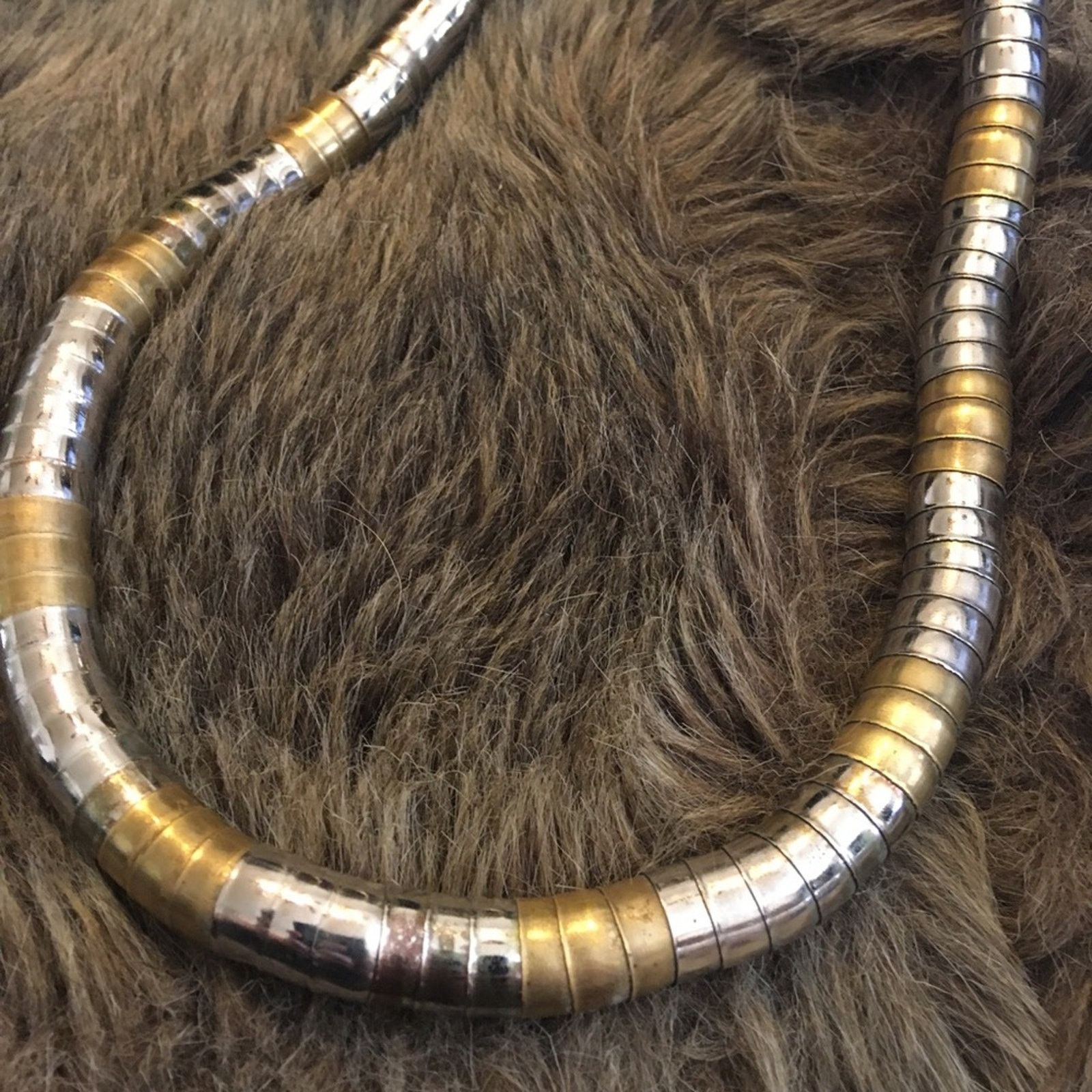 Vintage Vintage tri-tone bead cap snake link necklace Size ONE SIZE - 5 Thumbnail