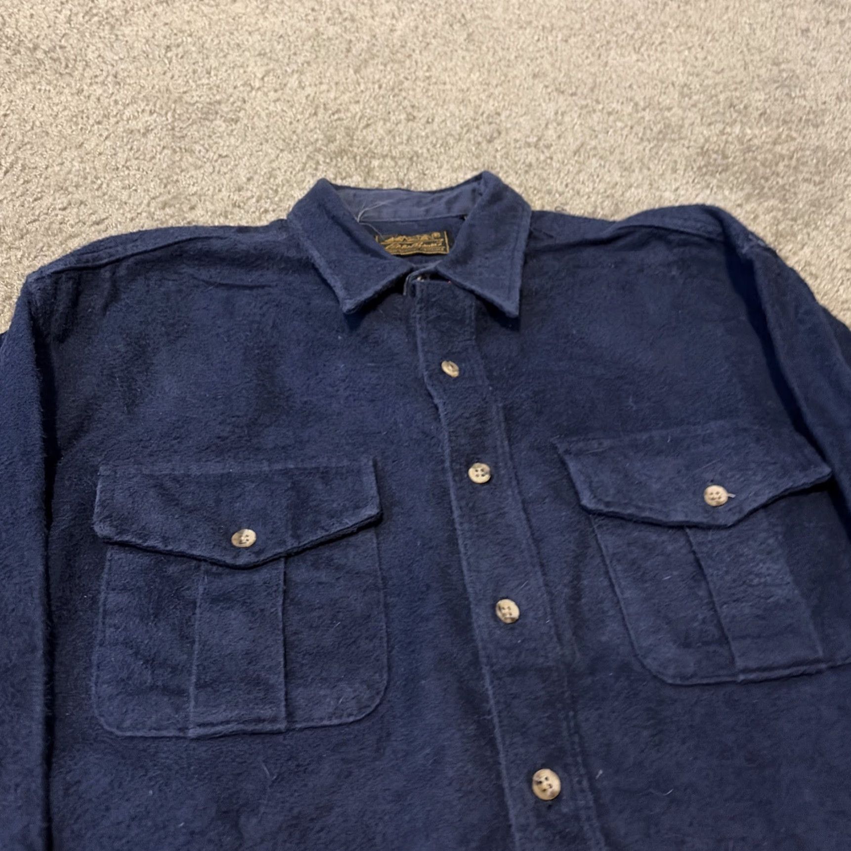 Eddie Bauer VINTAGE Eddie Bauer Cotton Soft Knit Button Down Long Sleeve XL Tall Blues Shirt Mens Size US XL / EU 56 / 4 - 3 Thumbnail