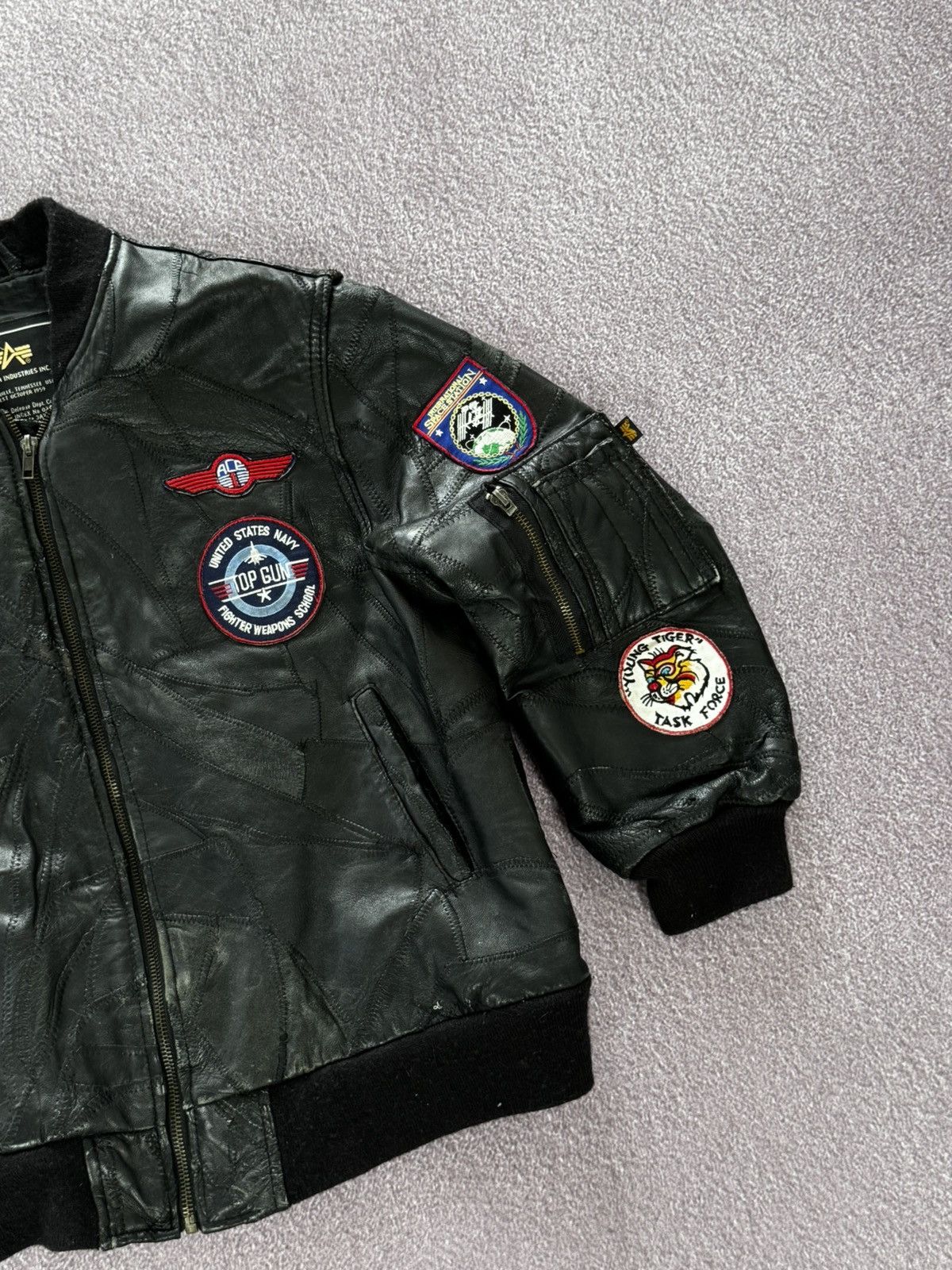 Alpha Industries Alpha Industries Grunge Leather Y2K Bomber Jacket Size S / US 4 / IT 40 - 5 Thumbnail